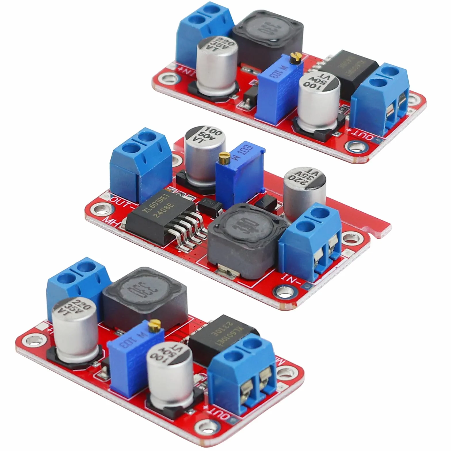 3 Piezas Módulo Step-Up Convertidor de Voltaje Ajustable DC 3V-35V a 5V-40V XL6019 Boost Converter Adaptador de Alimentación para Dispositivos Electrónicos Portátiles