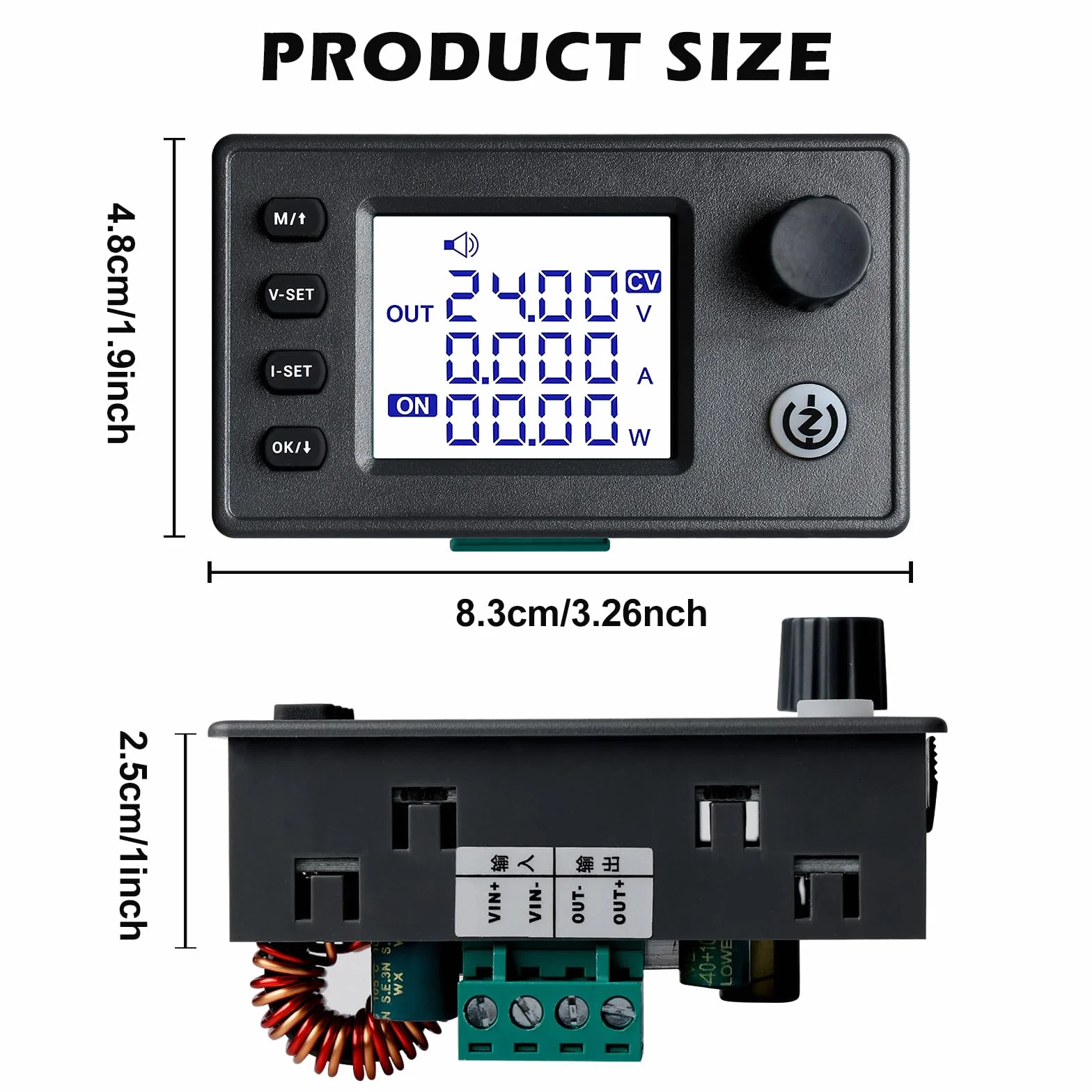 Convertidor DC Boost Buck, convertidor Buck-Boost de 6-36 V hasta 0,5-37 V, 40 W, 4,5 A, voltaje ajustable, fuente de alimentación estabilizada