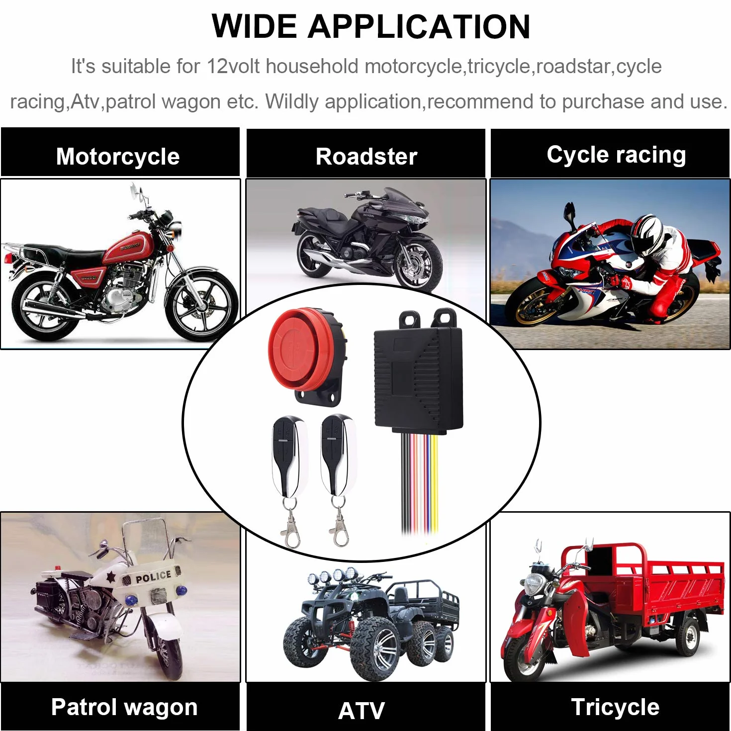 ShinePick Alarma Moto con Mando, Sistema de Alarma Antirrobo Alarma 125db para Motocicletas de 12V
