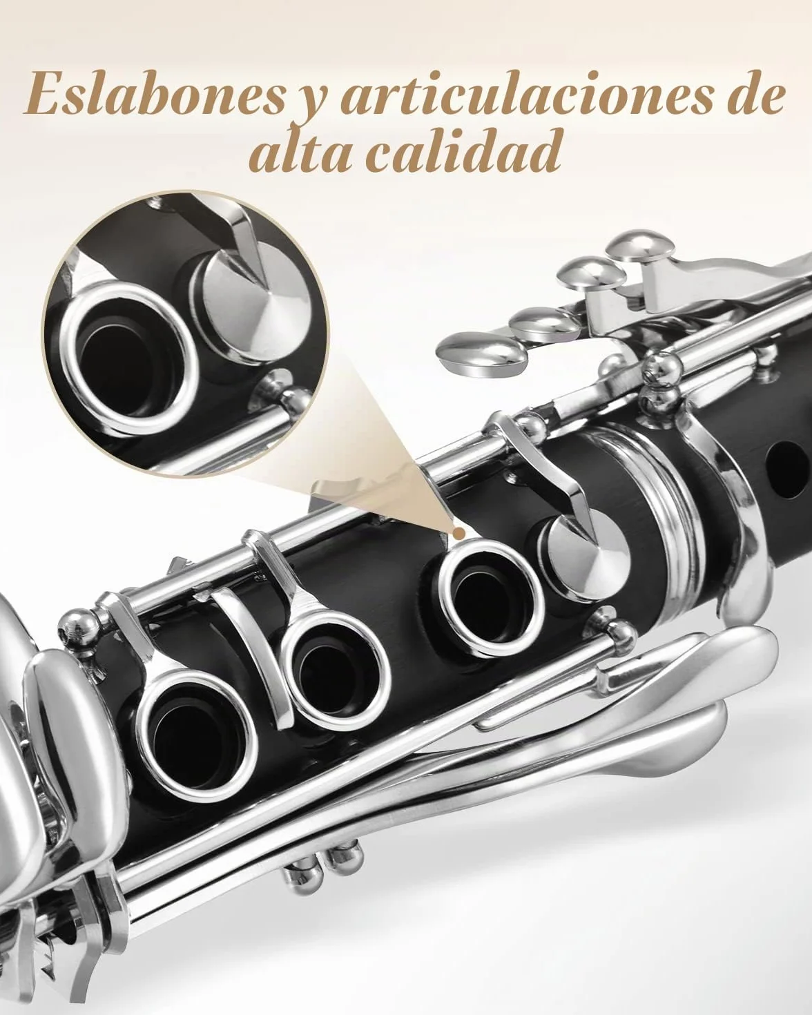 Clarinete plano Eastar B para principiantes, clarinete de ebonita niquelado con 2 barriles, 3 lengüetas, guantes blancos, estuche rígido, Kt de limpieza, ECL-300
