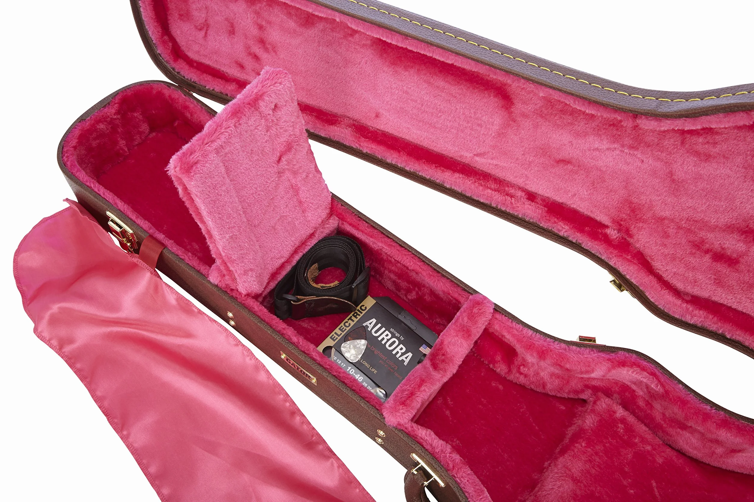 Gator Cases Estuche Deluxe de Madera para Guitarras Eléctricas Les Paul; Exterior Marrón (GW-LP-Brown)