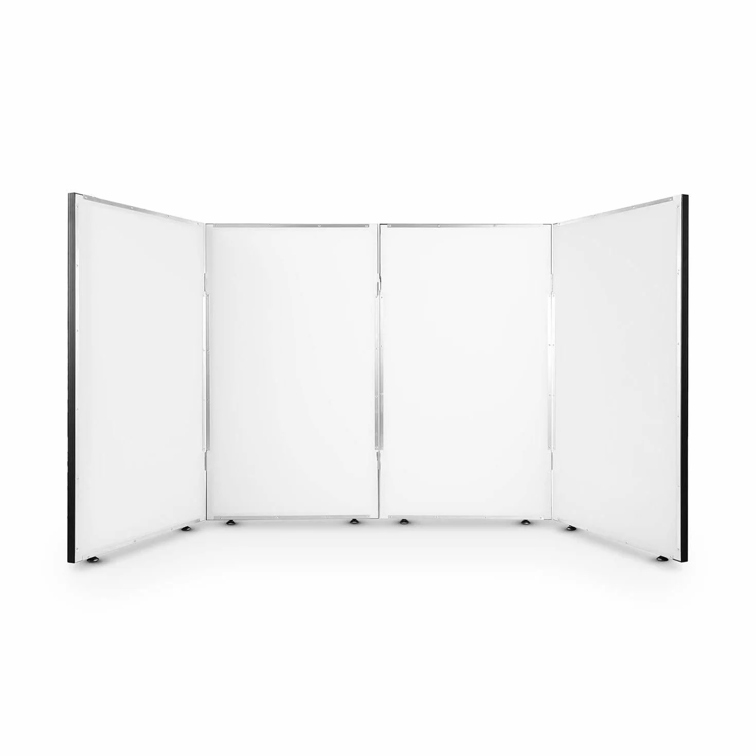 Vonyx DB2 - Panel Frontal para DJ en Lycra Blanca, Pantalla para DJ Plegable y fácil de Instalar, Oculta el Equipo de DJ, biombo para espectáculos de Luces. 120 x 70 (4 Paneles)