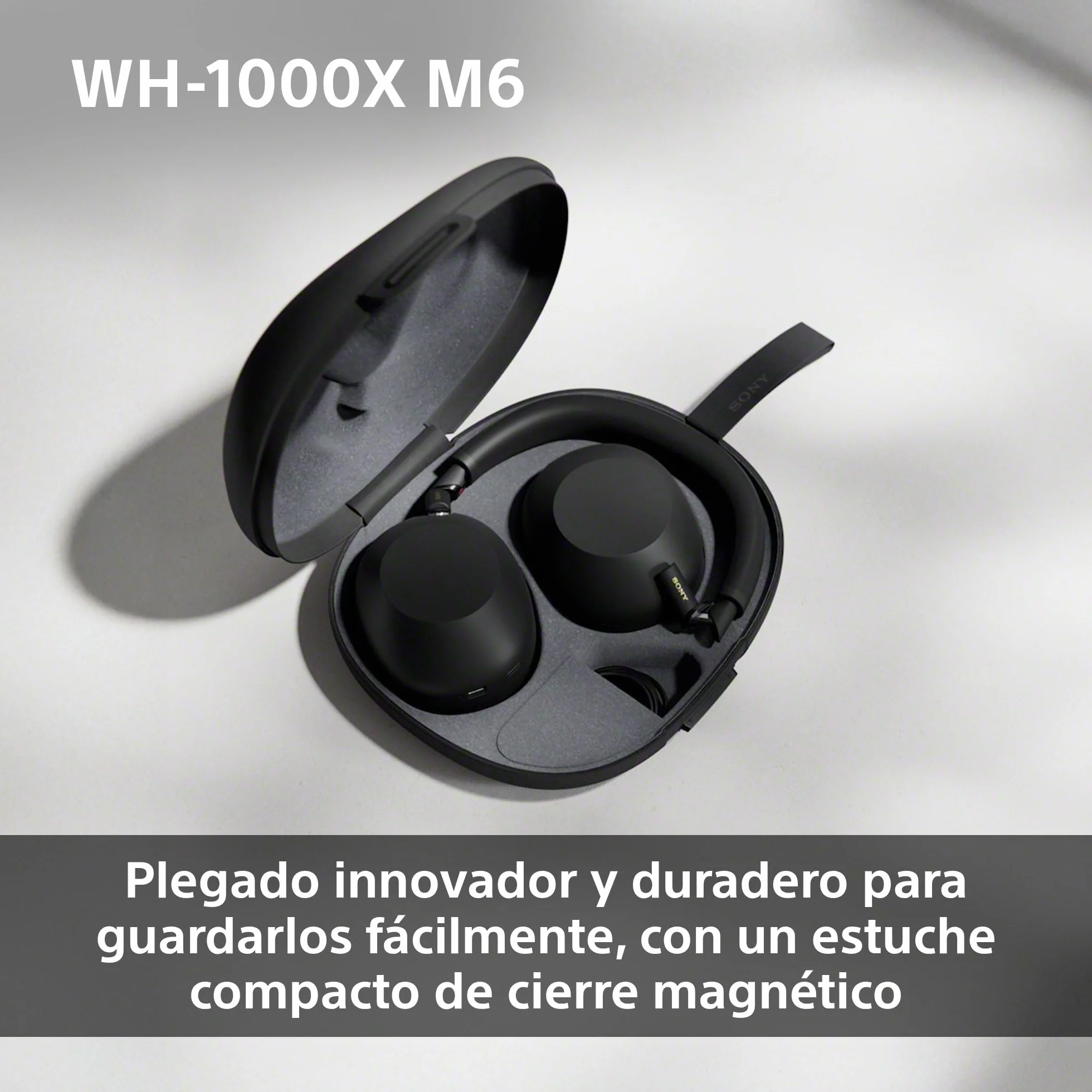 Sony WH-1000XM6 Auriculares Bluetooth inalámbricos con Noise Cancelling, Sonido de Alta resolución, cómodos, diseño Plegable, Estuche Resistente, 30 Horas de batería, iOS y Android - Plata