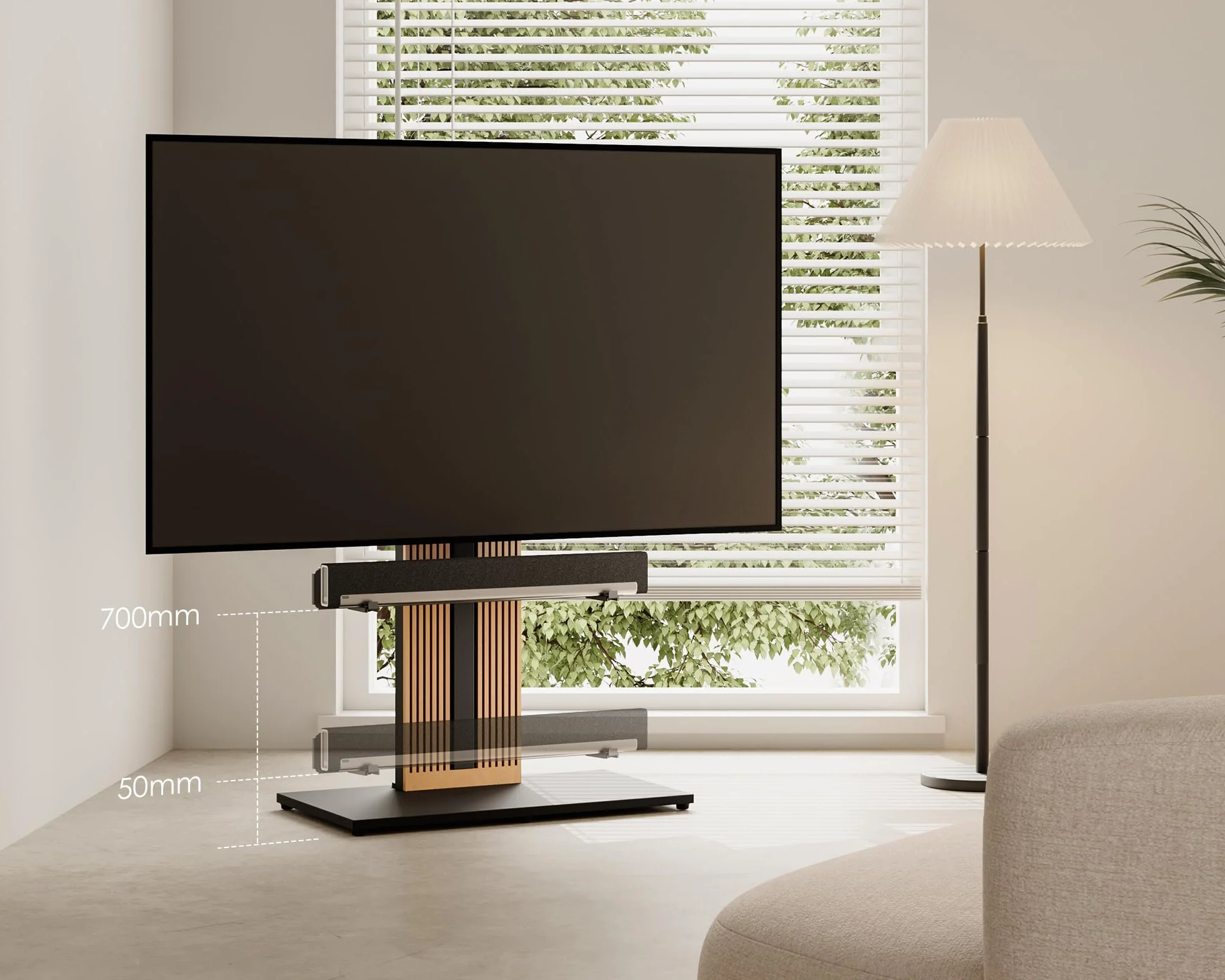 FITUEYES Soporte para Barra de Sonido para Soportes de TV de Las Series Zen y Cantor, Soporte Ajustable para Barra de Sonido de hasta 6,5 KG con Almohadillas Antideslizantes EV