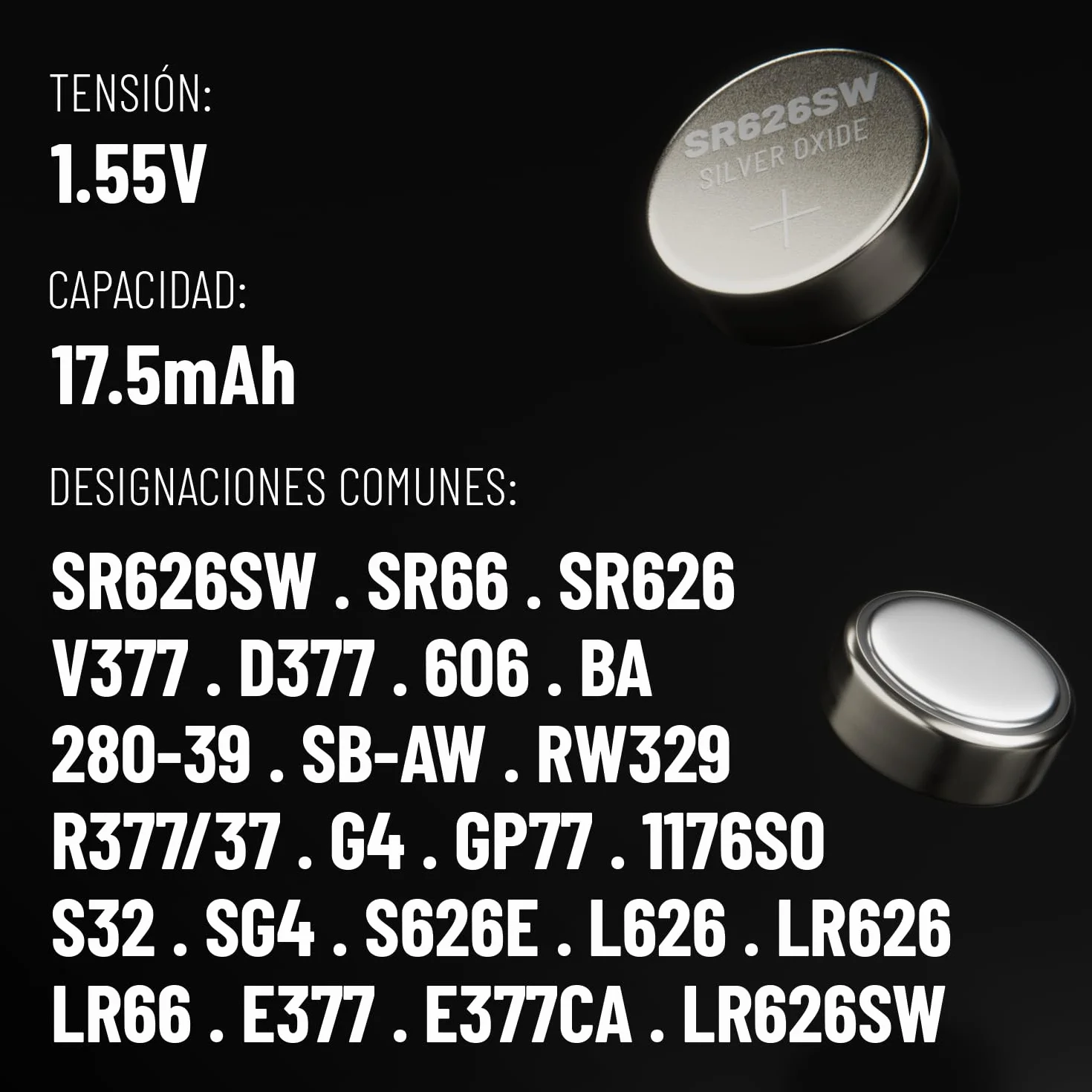 ABSINA 10x Pila SR626SW para Reloj 1,55V óxido de Plata - Pilas Reloj SR626SW a Prueba de Fugas y de Larga duración - 377 / SR66 / SR626 / 626 / AG4 - Pila 377A