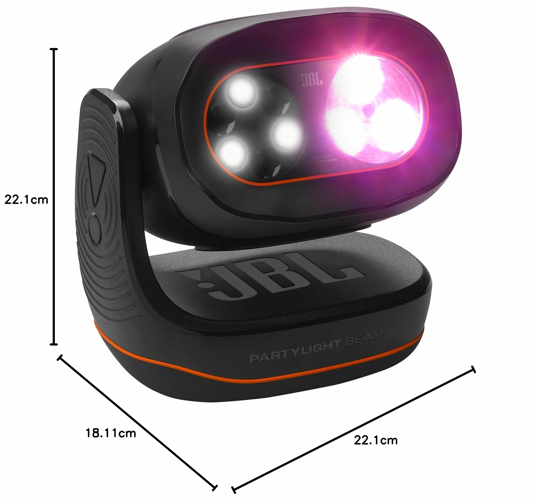 JBL PartyLight Beam - Proyector de luz LED RGB Bluetooth para altavoces PartyBox, decoración de habitaciones, habilitado para Auracast, 0,92 kg