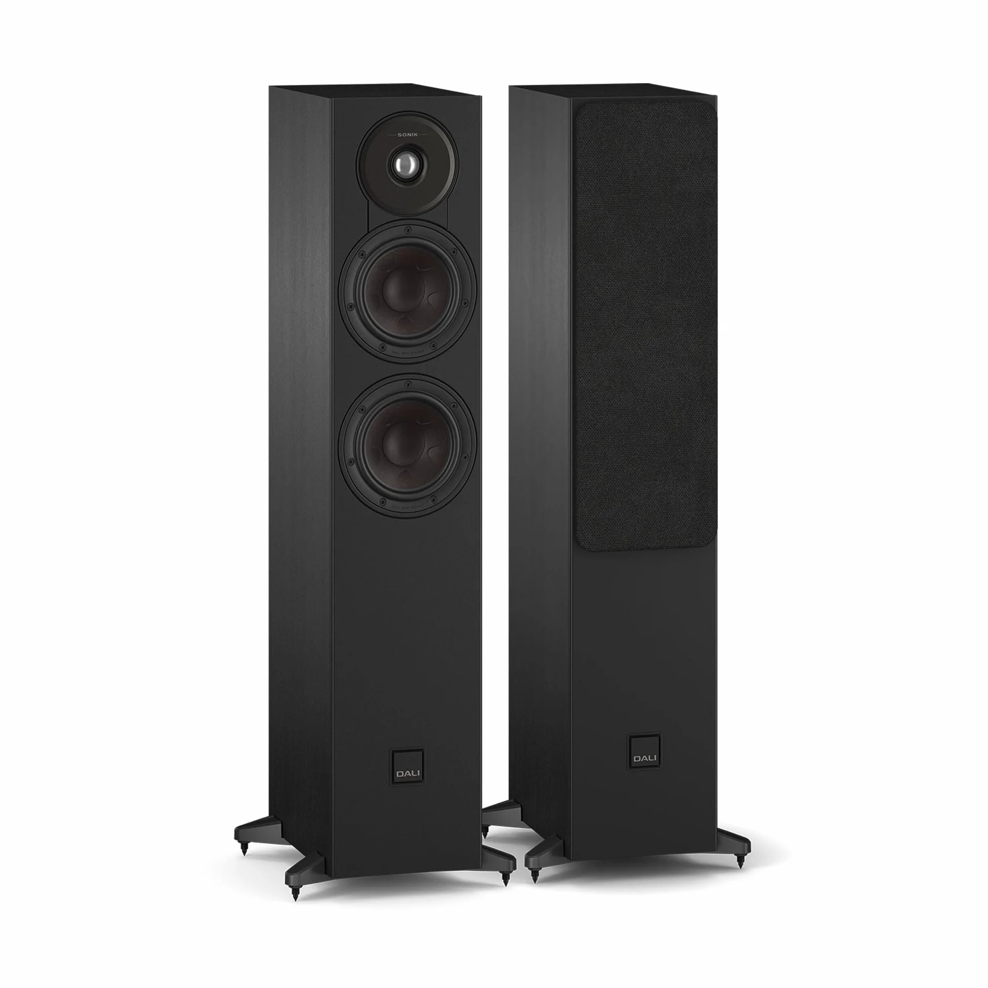 DALI SONIK 5 Slim altavoces pasivos de alta fidelidad de pie – Woofers de cono de claridad duales de 13,3 cm, tweeter de cúpula blanda de 2,8 cm, sistema de imán SMC, ceniza negra (par)