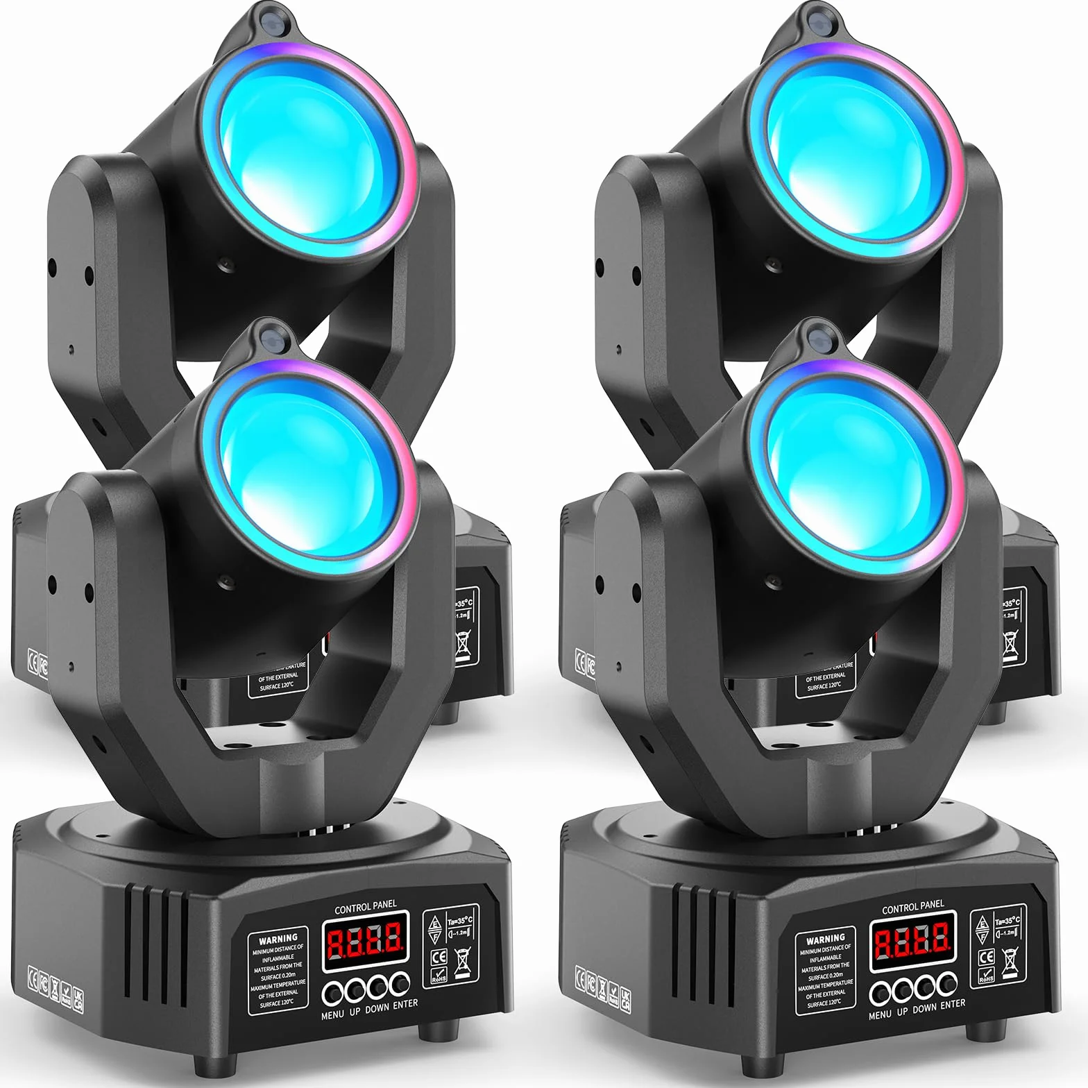 4PCS Cabeza Móvil Beam RGBW 3 en 1 de 30W, Tira de Luces con Efecto de Persecución d-mx512 Sonido Activo con Control Remoto para DJ Fiestas Discotecas Bodas Escenarios y Espectáculos