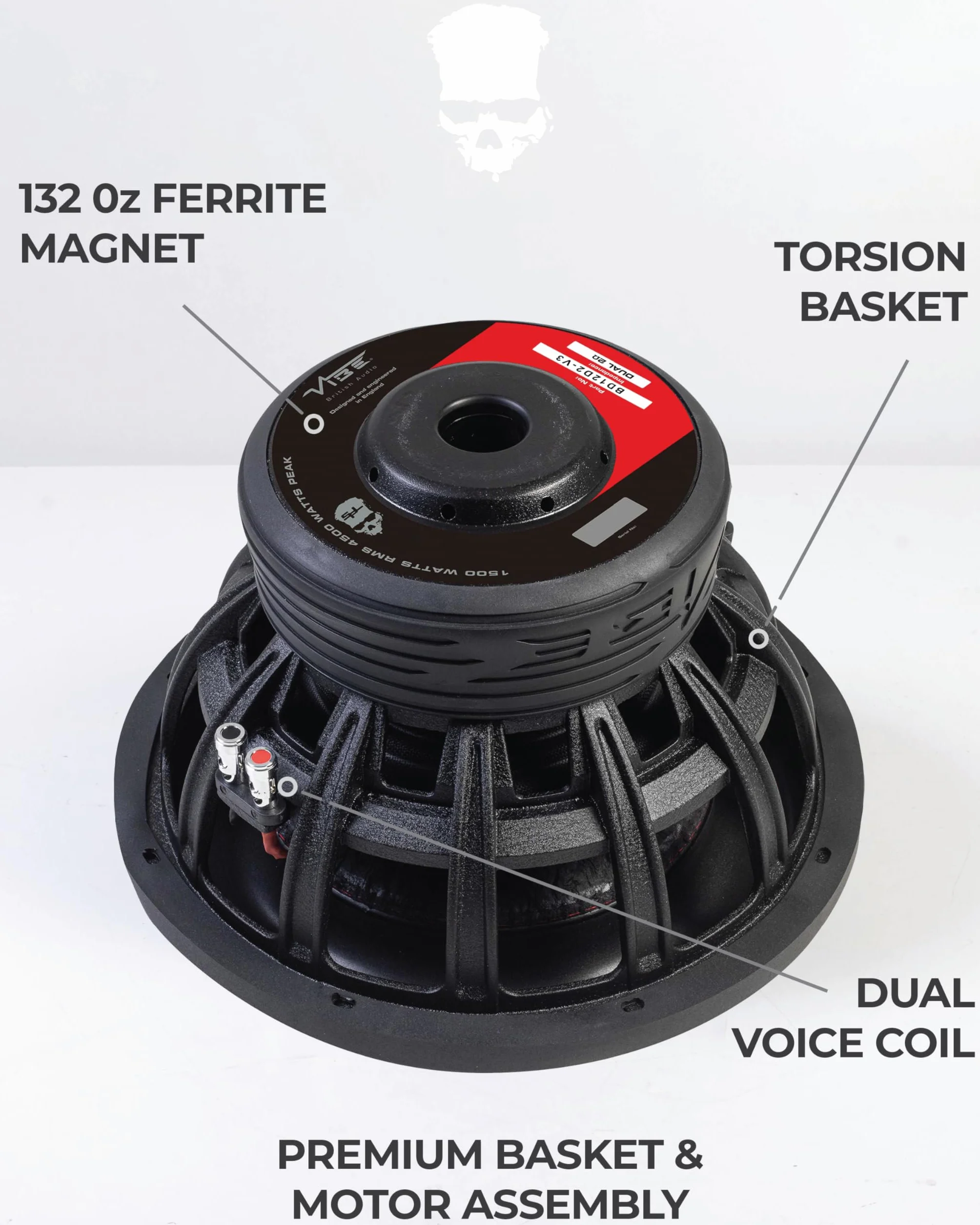 VIBE BD12SPL Subwoofer de 12 Pulgadas (Dual 4 ohmios) 1500 W RMS SPL