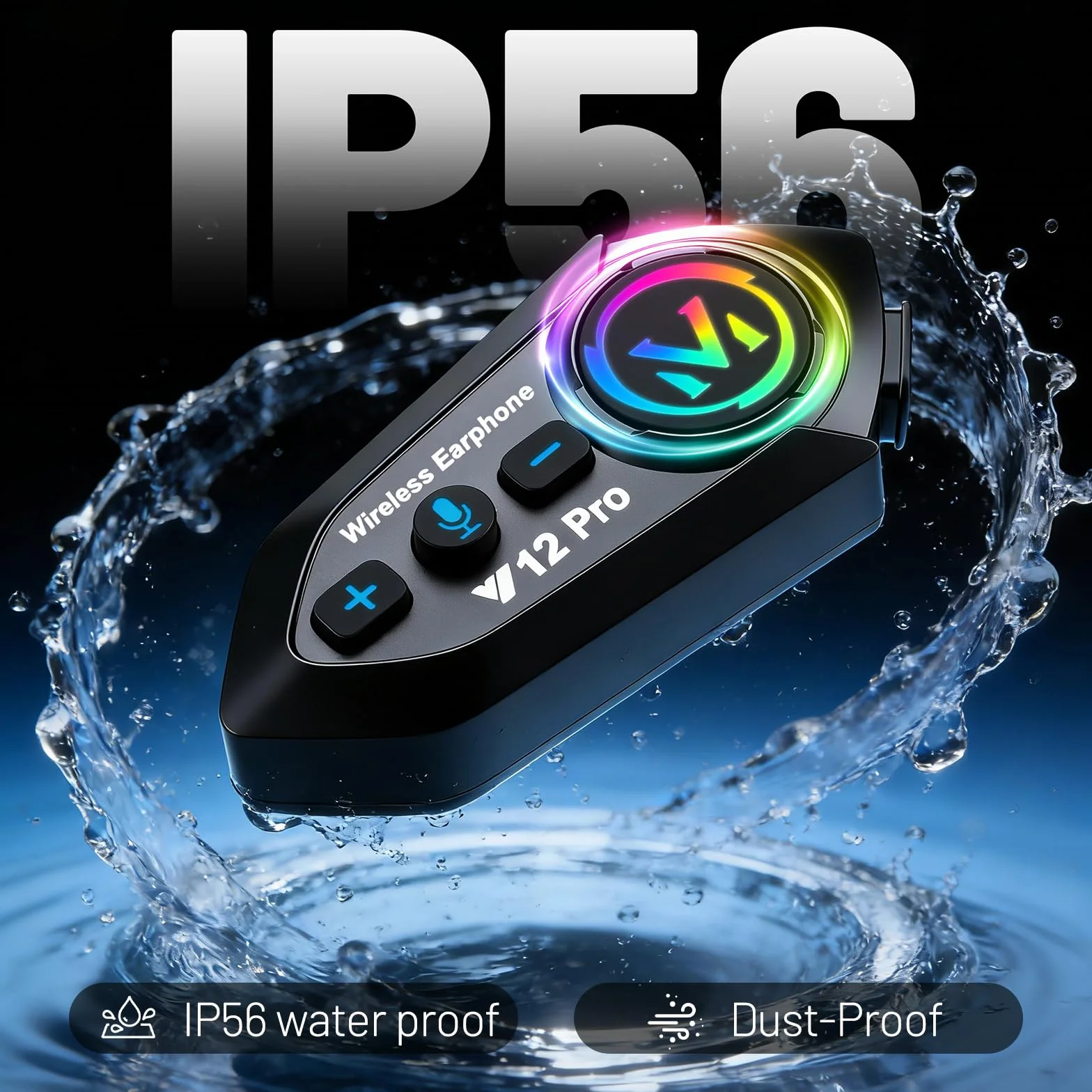 Intercom Moto Duo BT 5.4 Sistema de Comunicación 500 m IP56 Resistente al Agua para 2 Cascos