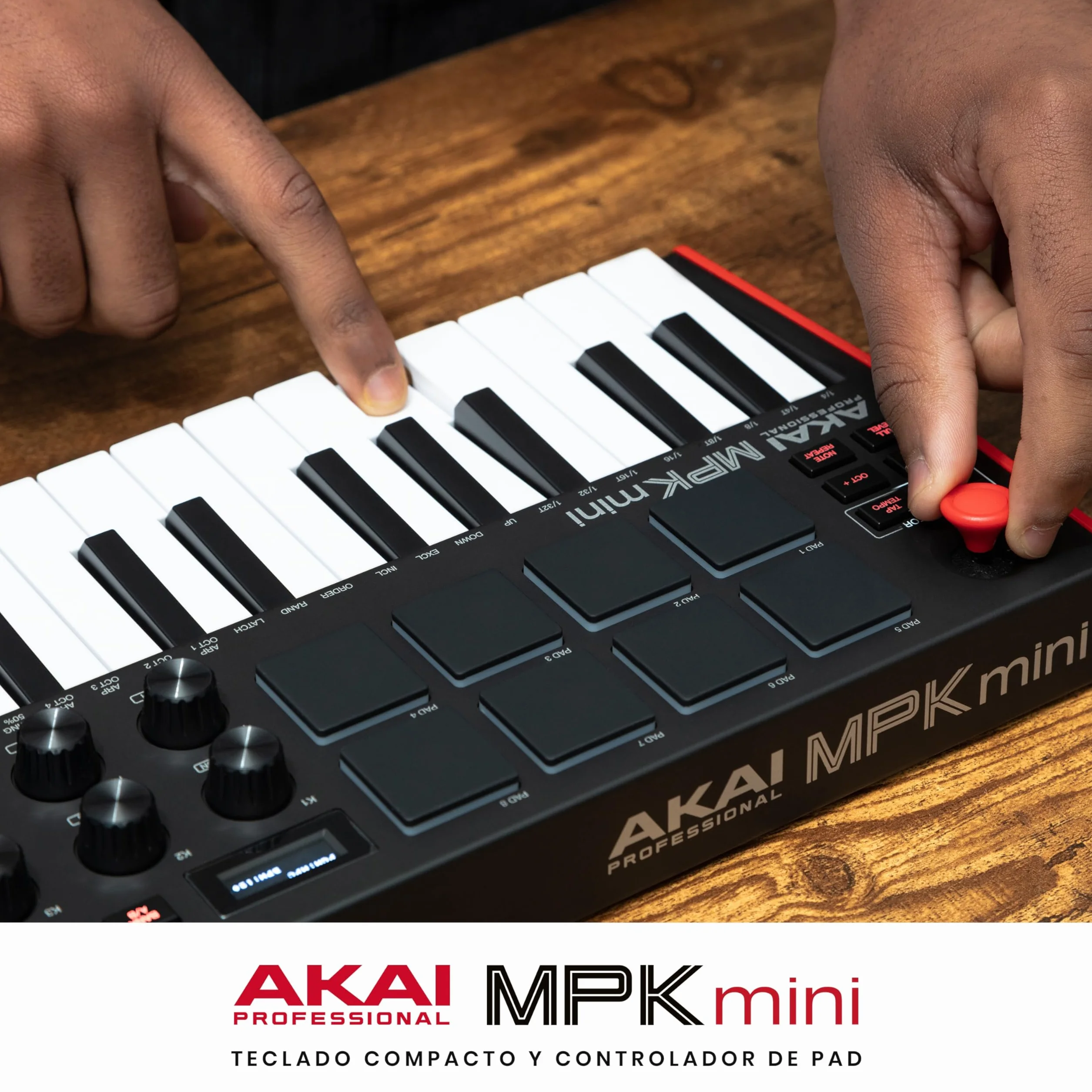 Akai Professional MPK Mini MK3 - Teclado Controlador MIDI USB de 25 Teclas con 8 Drum Pads, 8 Perillas, Software de Producción Musical y Native Instruments Sound Package (NKS Integration)