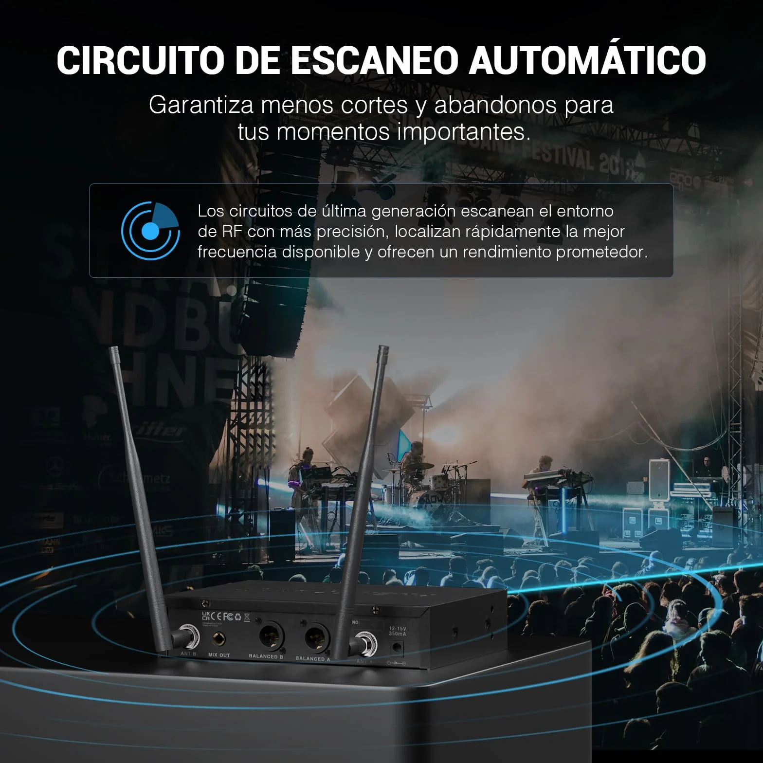 Phenyx Pro Sistema de micrófono inalámbrico profesional, w / 2 de mano, Exploración automática, 2x100 frecuencias UHF, 328 pies de alcance, micrófono dinámico para cantar, karaoke, Iglesia (PTU-71-2H)