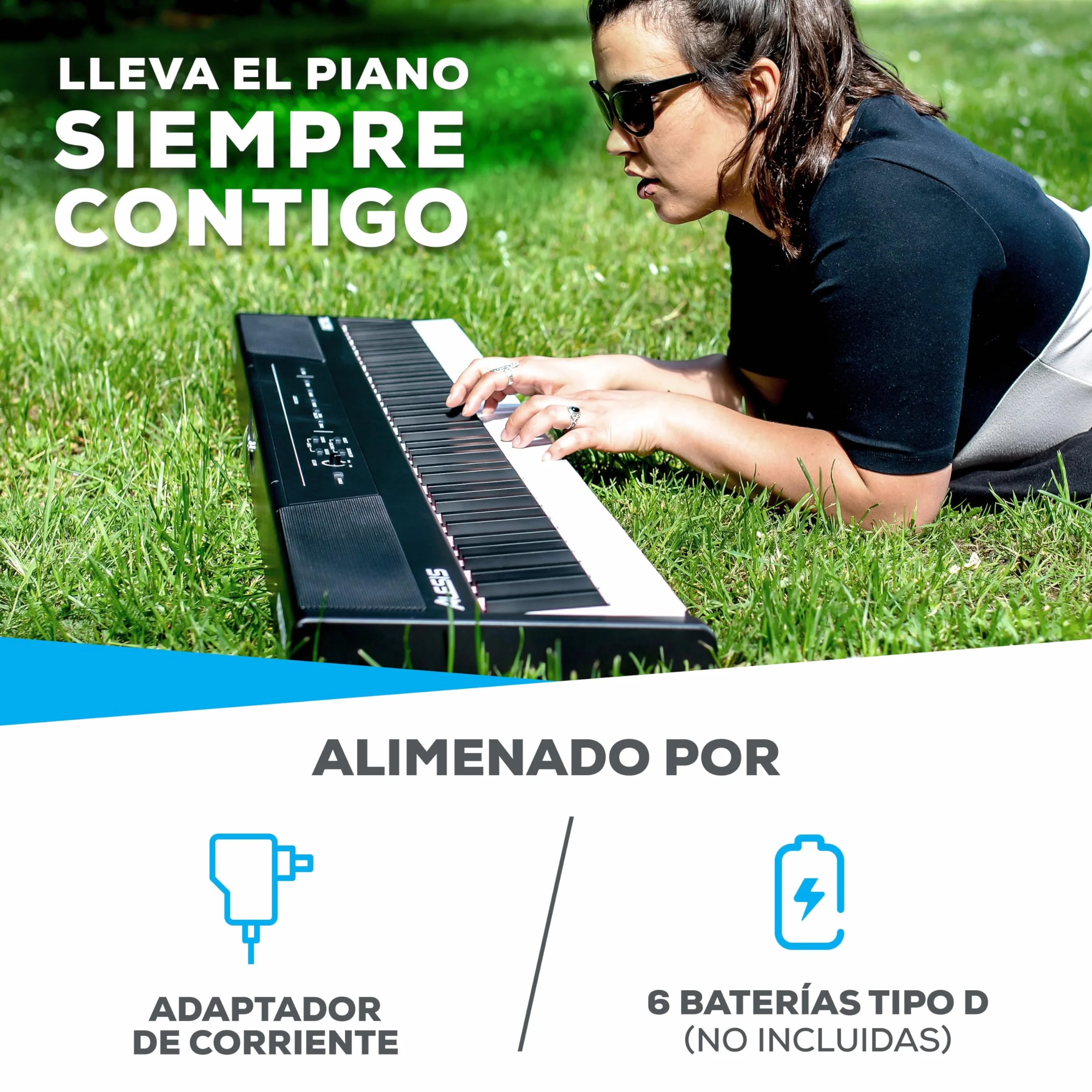 Alesis Recital Piano Eléctrico 88 Teclas Semi Contrapesadas con Altavoces, Lecciones de Piano, Metrónomo y 5 Kits de Sonidos - Negro