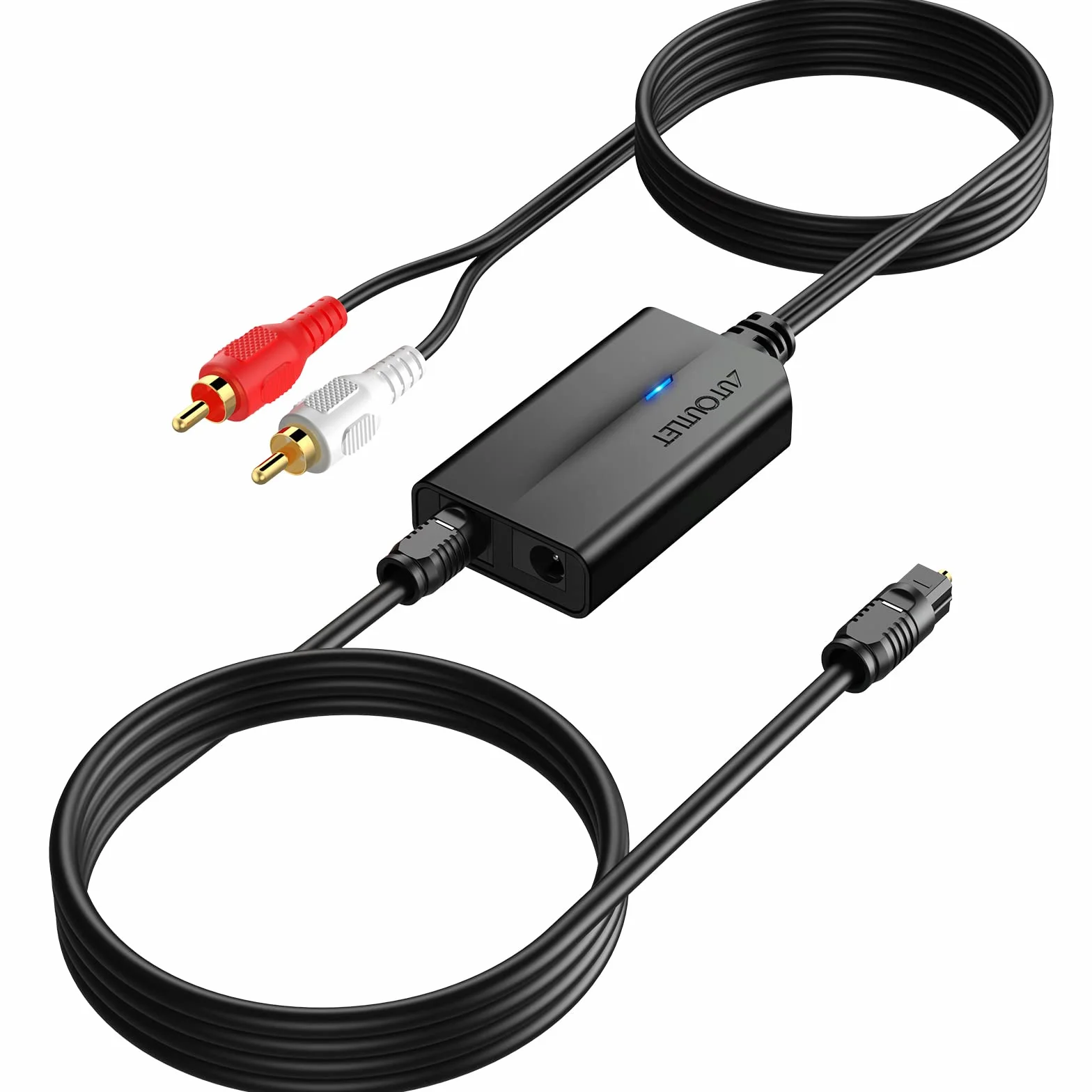 AUTOUTLET 192kHz Conversor Audio Digital SPDIF a RCA Óptico PCM para HDTV Blu-Ray DVD