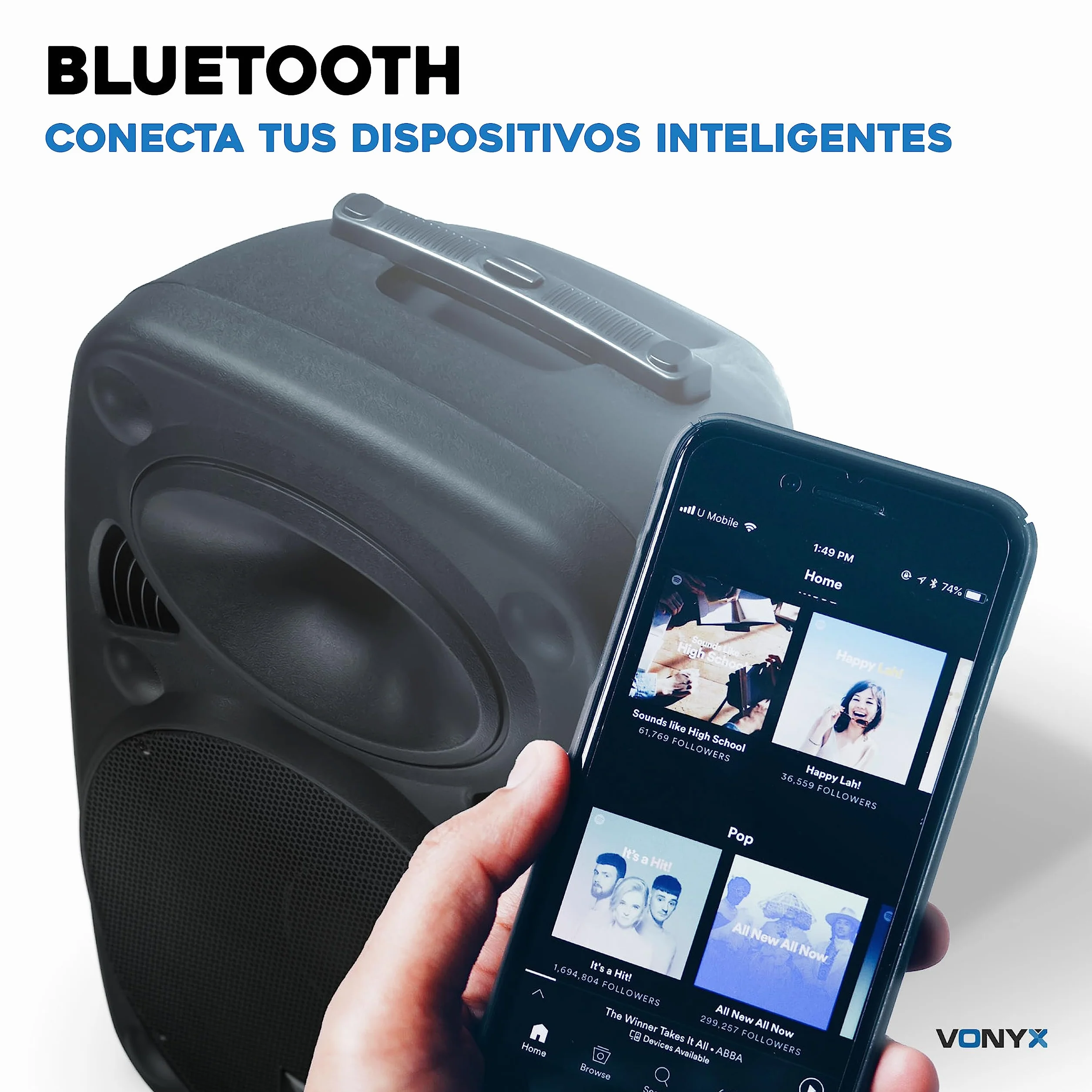 Vonyx Verve46 Altavoz Bluetooth Potente 1000w, Altavoz autoamplificado portatil con microfono Karaoke, Bluetooth Speaker USB, SD, MP3, AUX, 2 microfonos UHF, Mando a Distancia, Subwoofer 15", Negro