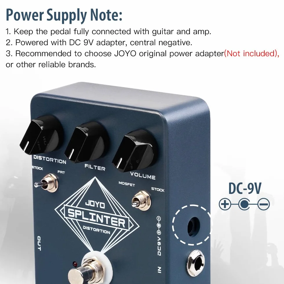 JOYO Pedal de Efectos de Guitarra de Distorsión con MOSFET Seleccionable y FAT Clipping, Distorsión de Refuerzo Grueso - True Bypass (SPLINTER JF-21)