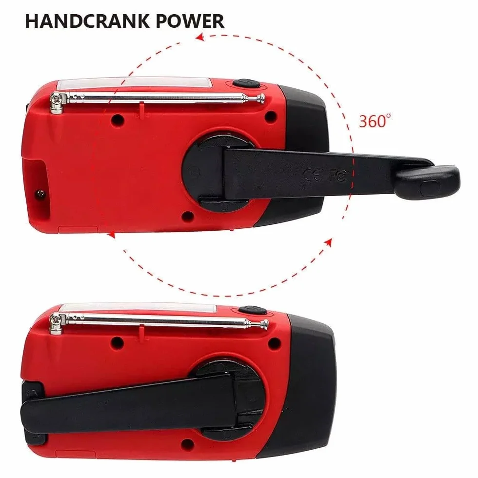 Radio Solar de Emergencia con manivela portátil Dynamo, Radio con Linterna LED, Radio Am/FM,batería de 2000mAh para Carga de teléfono movil,Senderismo,Camping Actividades al Aire Libre,Alarma SOS
