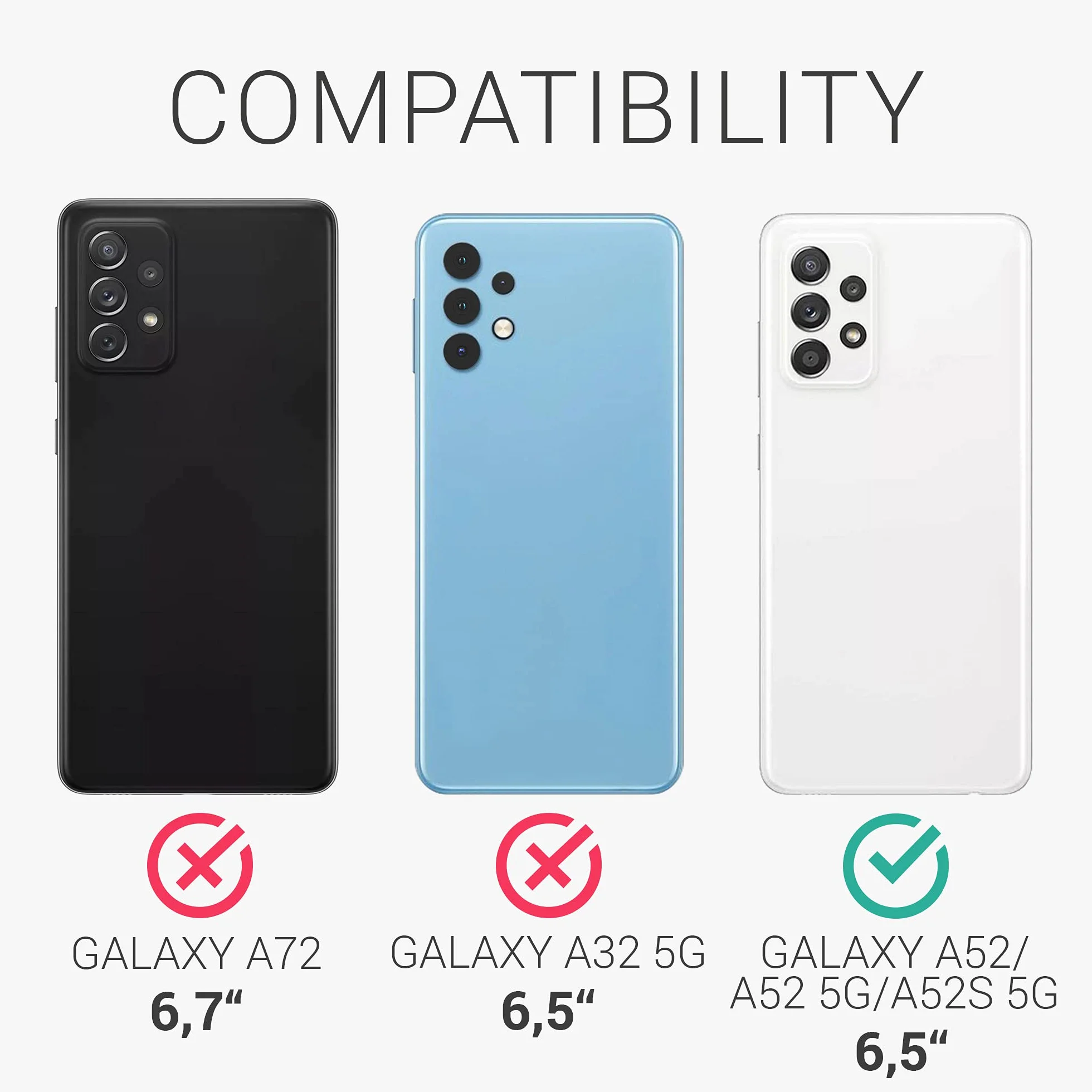 kwmobile Carcasa Compatible con Samsung Galaxy A52, A52 5G, A52s 5G - Funda TPU - Dibujo Corazón Blanco/Negro
