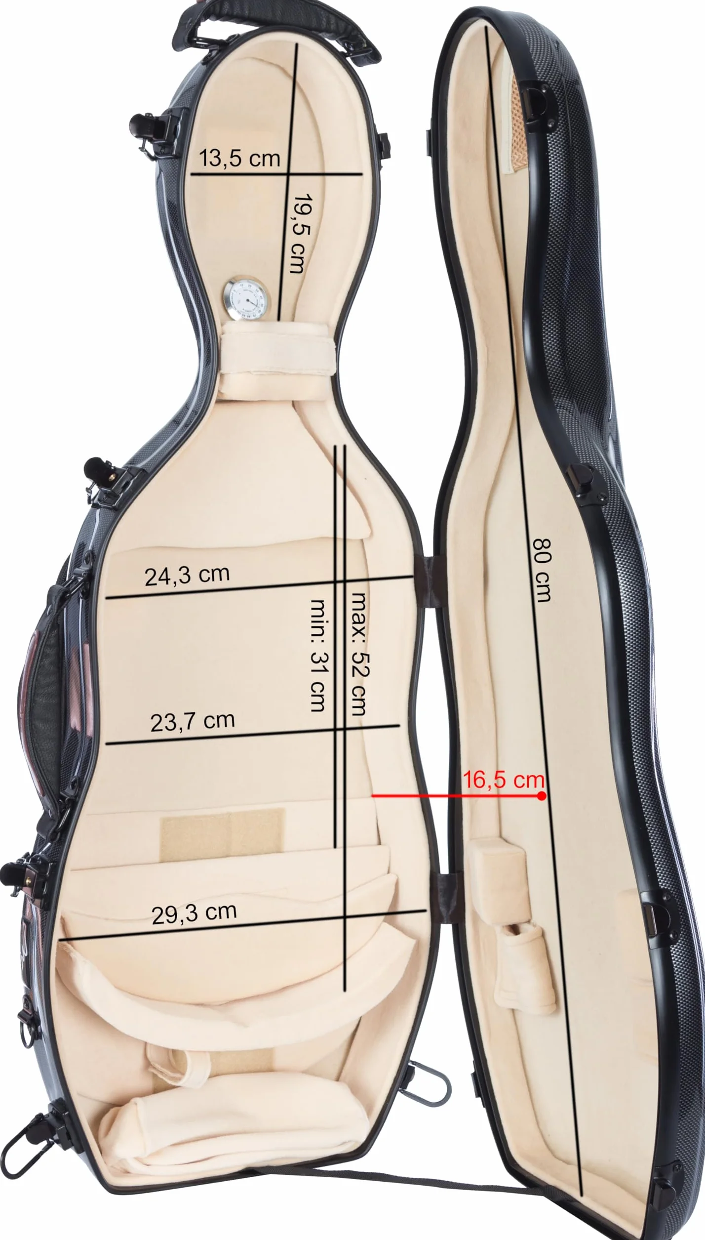 Estuche para Viola Fiberglass 38-43 Ultra Light point negro - crema M-case + bolsa de música