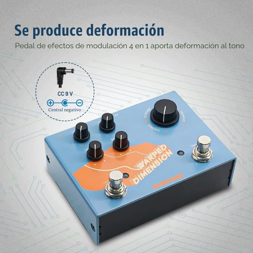 SONICAKE Pedal de efectos de guitarra de modulación 4 modos de Chorus, Flanger, Phaser y Tremolo Digital Warped Dimension
