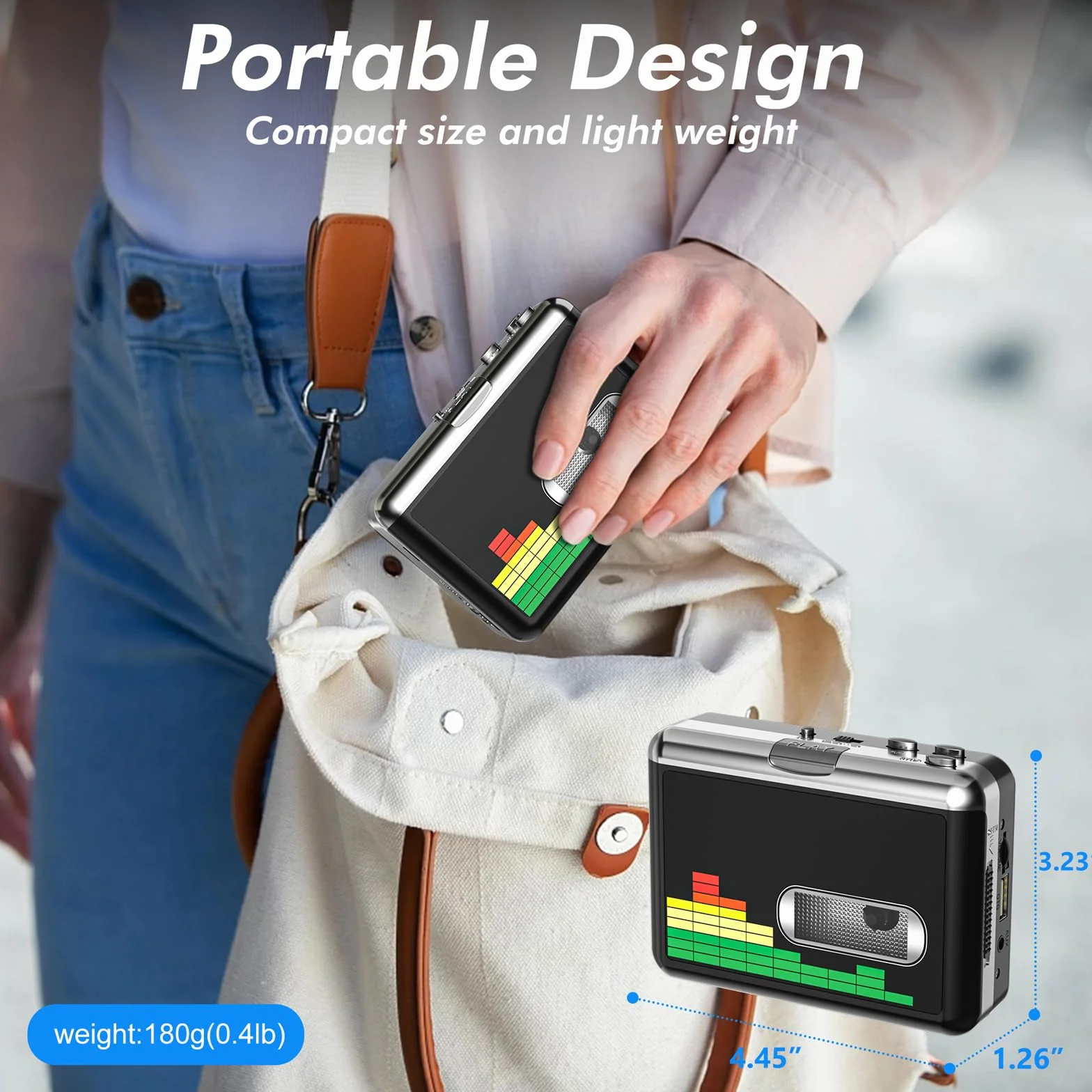 Reproductor de casete USB convertidor a MP3 portátil con auriculares