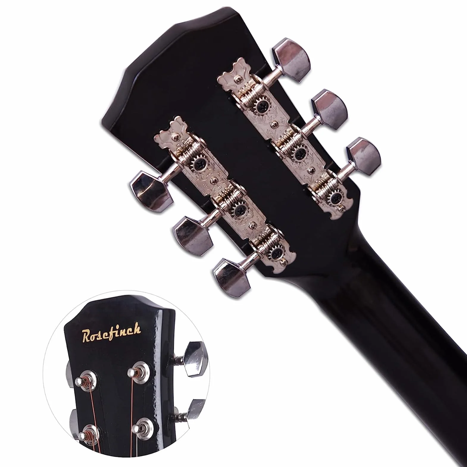 Rosefinch Cuerdas de acero para guitarra acústica 3/4 de 38 pulgadas Folk Cutaway Guitarra de madera para Biginner adultos y niños principiantes kits de guitarra con bolsa de afinador, púa, cuerdas de