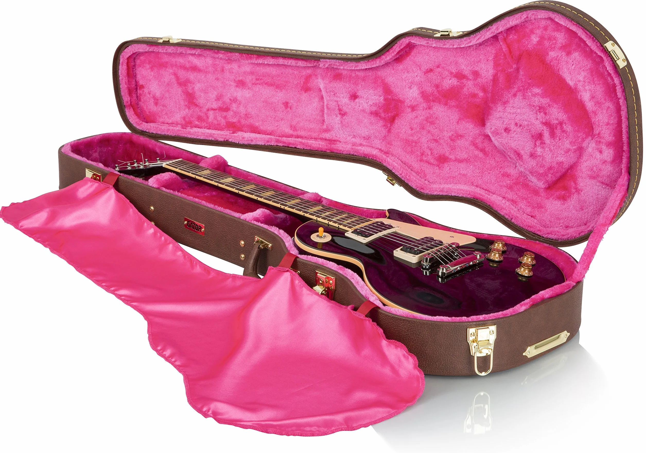 Gator Cases Estuche Deluxe de Madera para Guitarras Eléctricas Les Paul; Exterior Marrón (GW-LP-Brown)