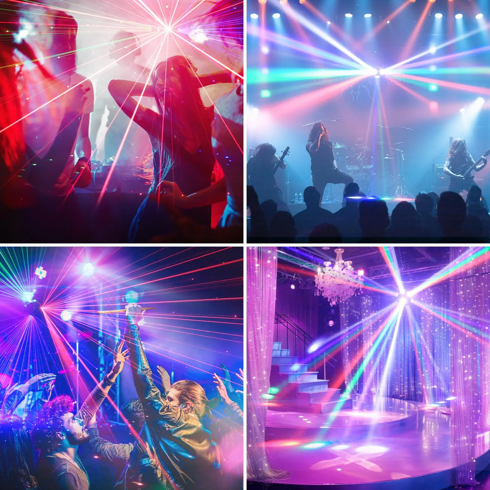 Cabeza Movil LED 200W RGBW Beam Luces Discoteca 3 axis Rotación infinita Foco de escenario 19CH/25CH Control de sonido para Halloween DJ bar cumpleaños discoteca
