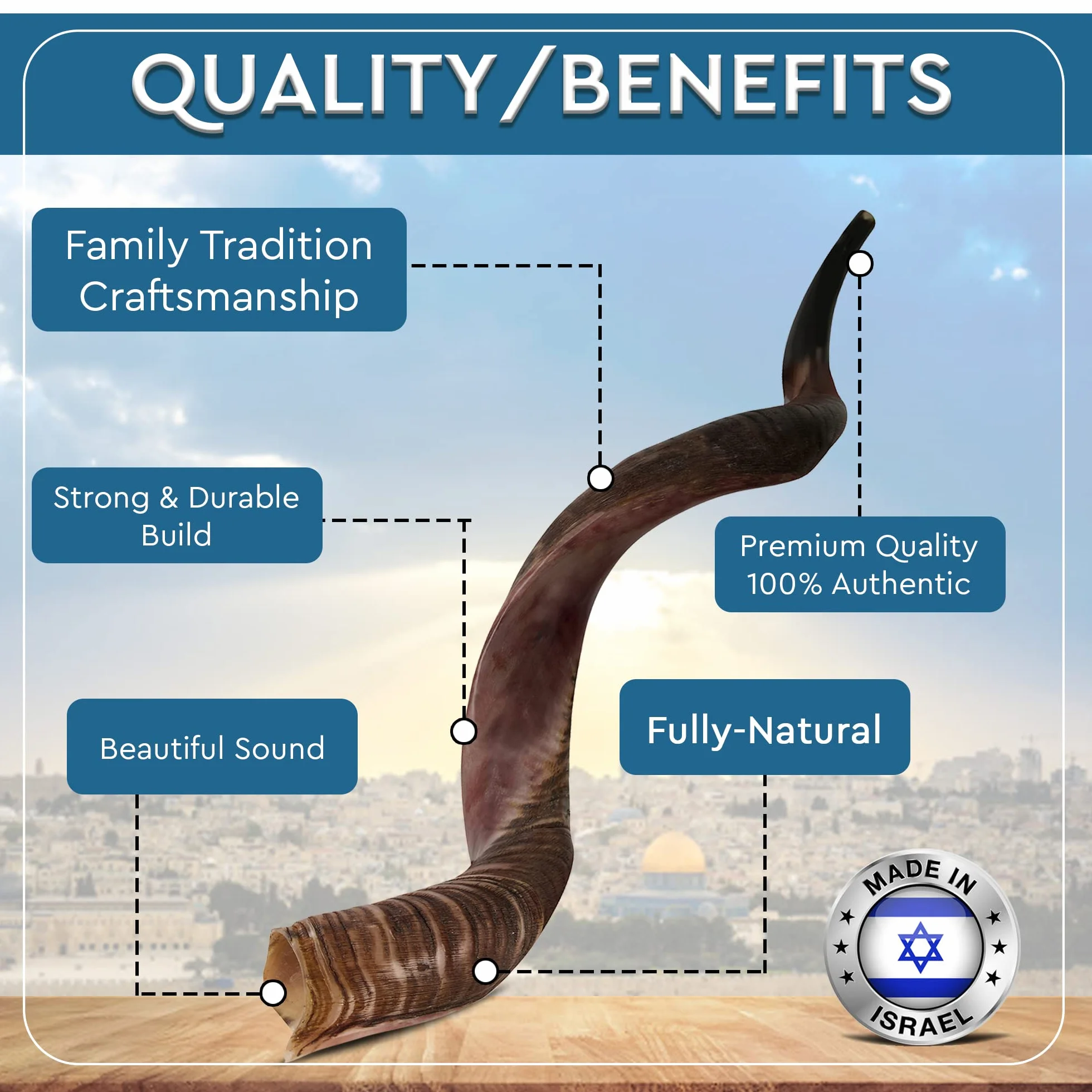 Kudu Shofar | Shofar | Kosher de Israel | 38-48 cm