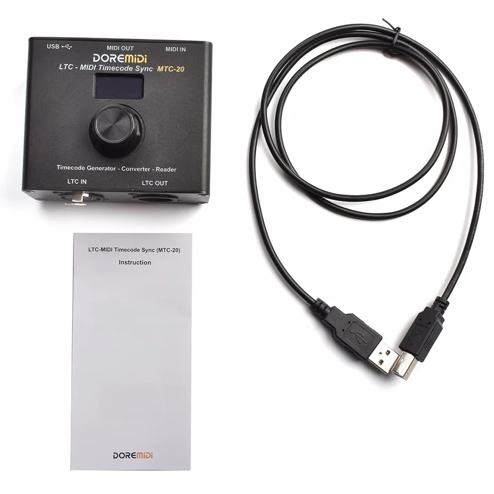 Dispositivo de sincronización de código LTC-MIDI (MTC-20) para tiempo MIDI y SMPTE LTC MTC-20