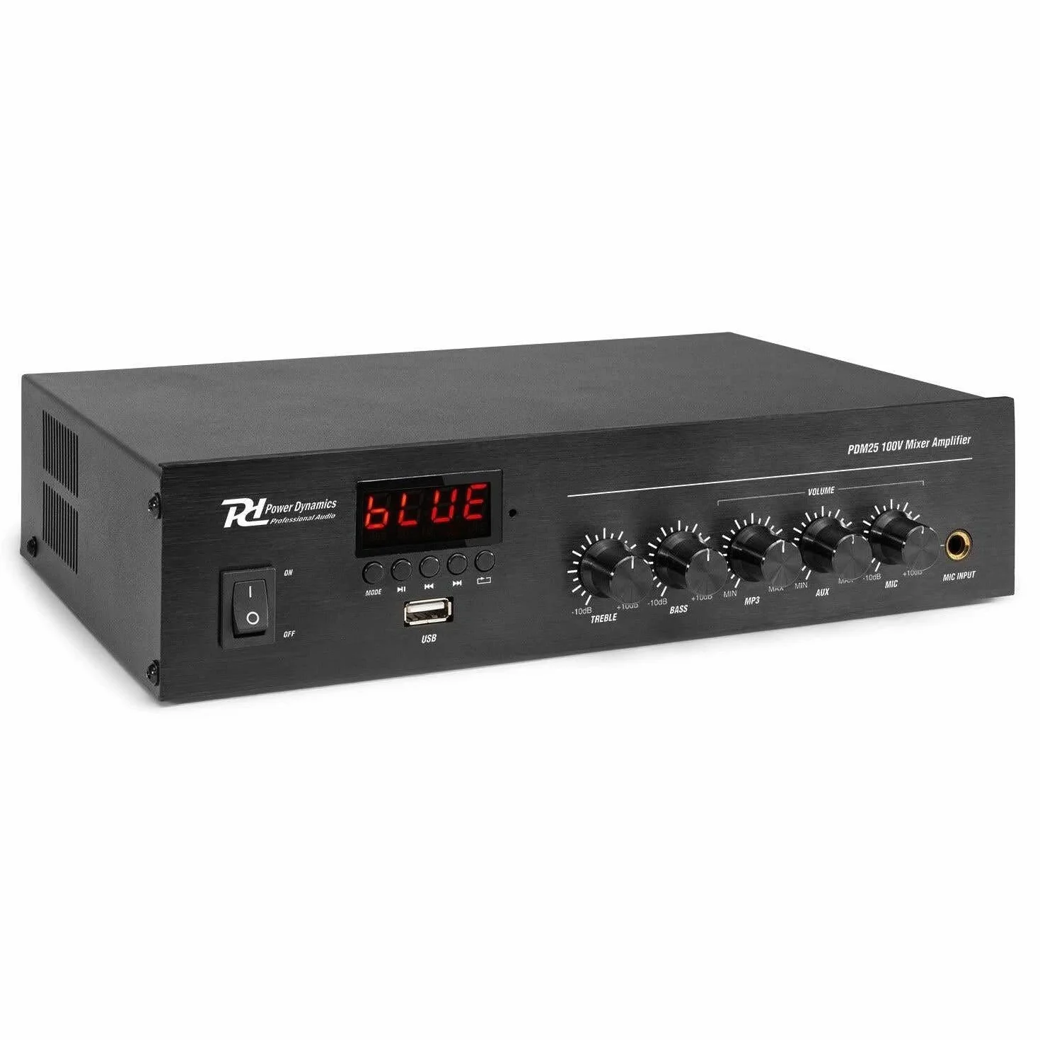 Power Dynamics - Pack de Sonido 100V con 4 Altavoces de Techo de 5" Blancos, Amplificador Bluetooth PDM25, Radio FM, MP3 USB y 50m de Cable. Ideal para oficinas, Tiendas, restaurantes, oficinas, etc.
