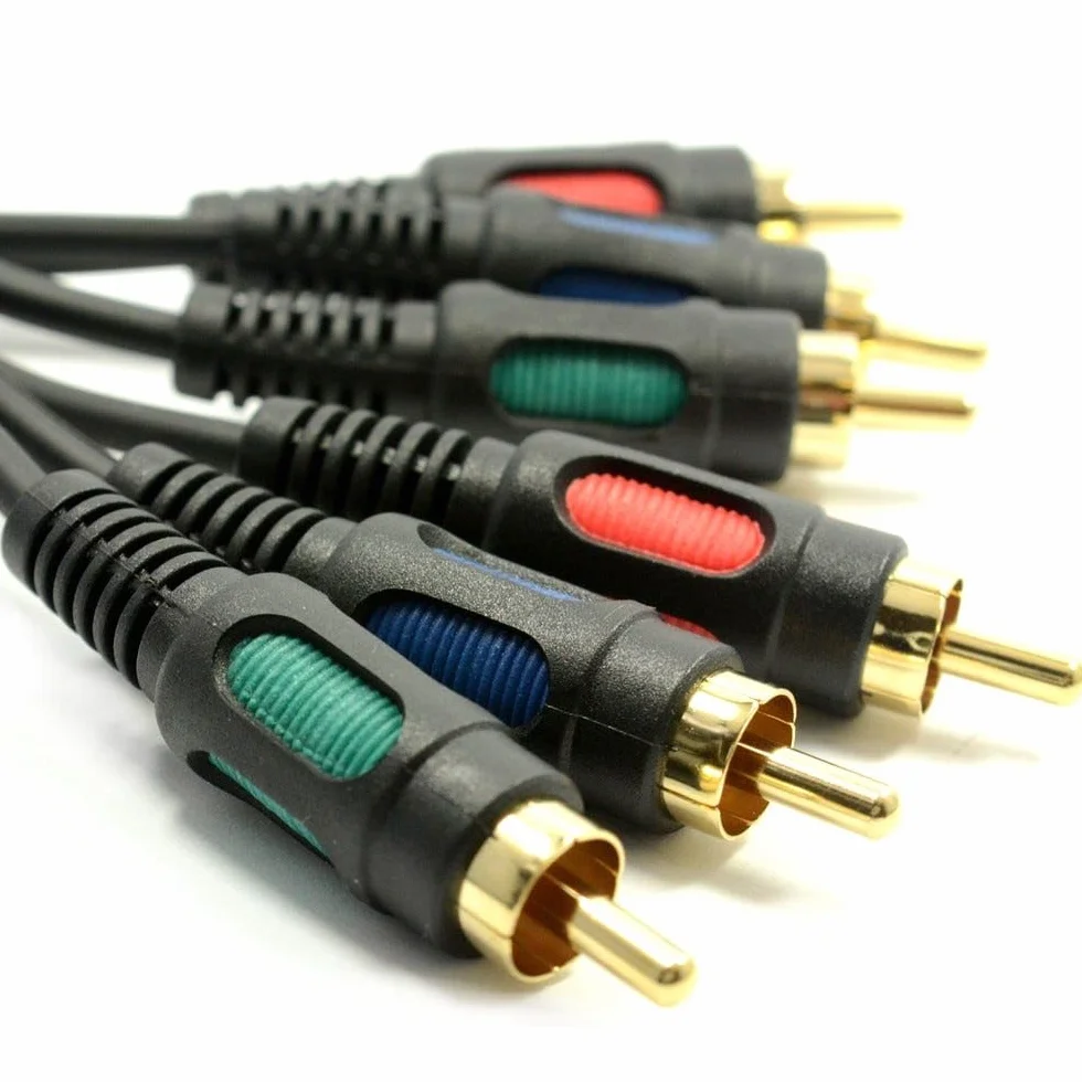 kenable Cable de Vídeo por Componentes RGB YUV 3 RCA a 3 RCA Coaxial 75 Ohm Cobre Puro 0,5m Negro