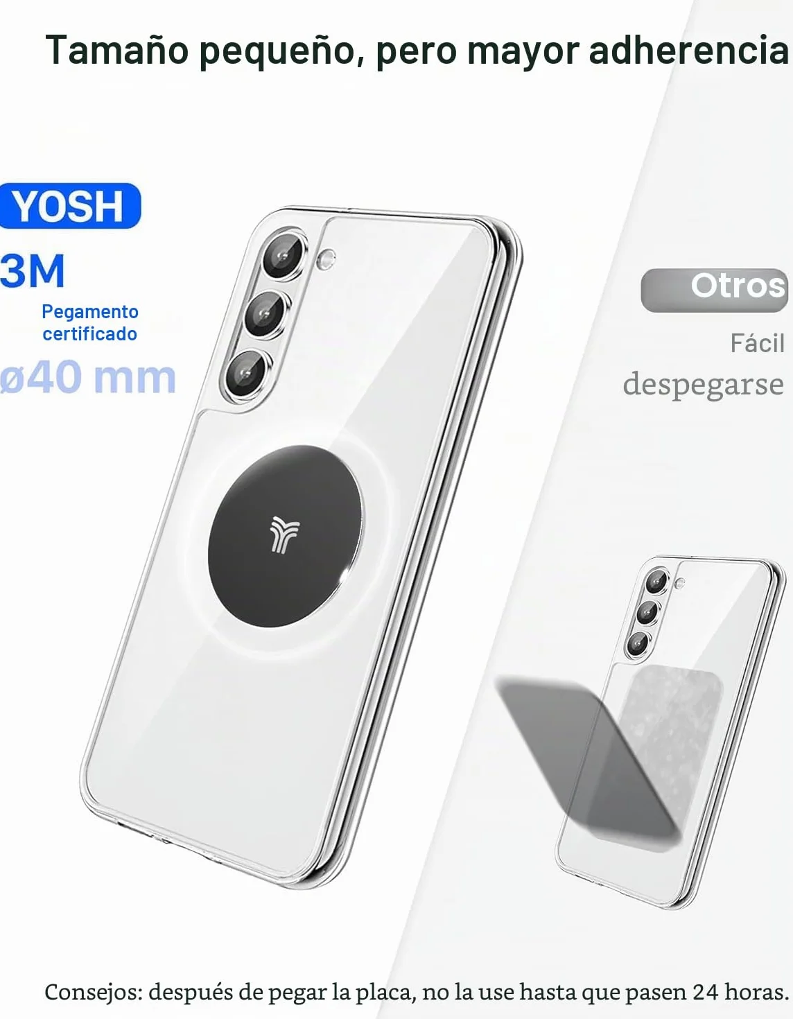 YOSH Soporte Movil Coche Iman, Soporte Magnetico Telefono Coche para Aire Ventilacion, Imanes Mejorados Mas Fuertes & Super Estable, Compatible con iPhone Samsung Huawei, Incluye Placas Metalicas