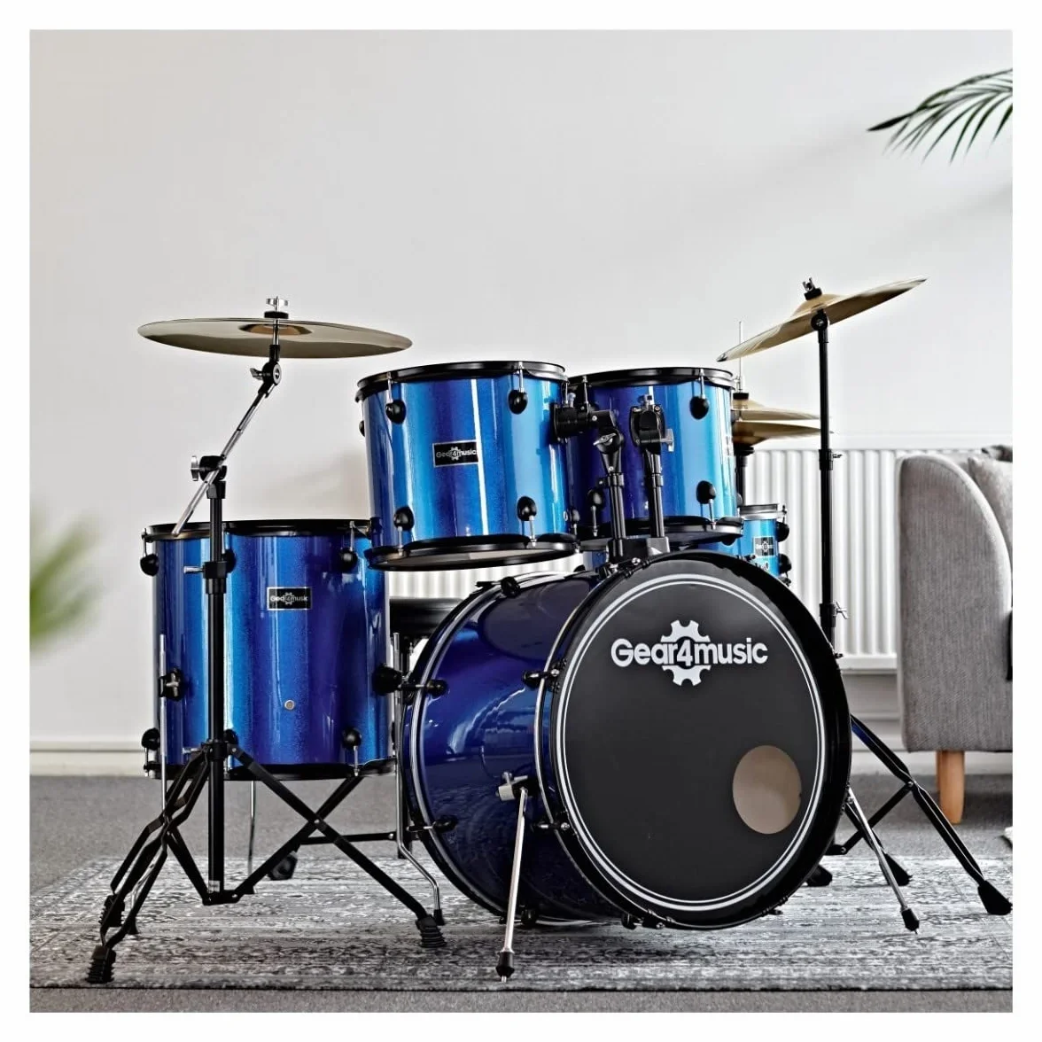 Gear4music Kit de batería acústica de 5 piezas Full Size para principiantes