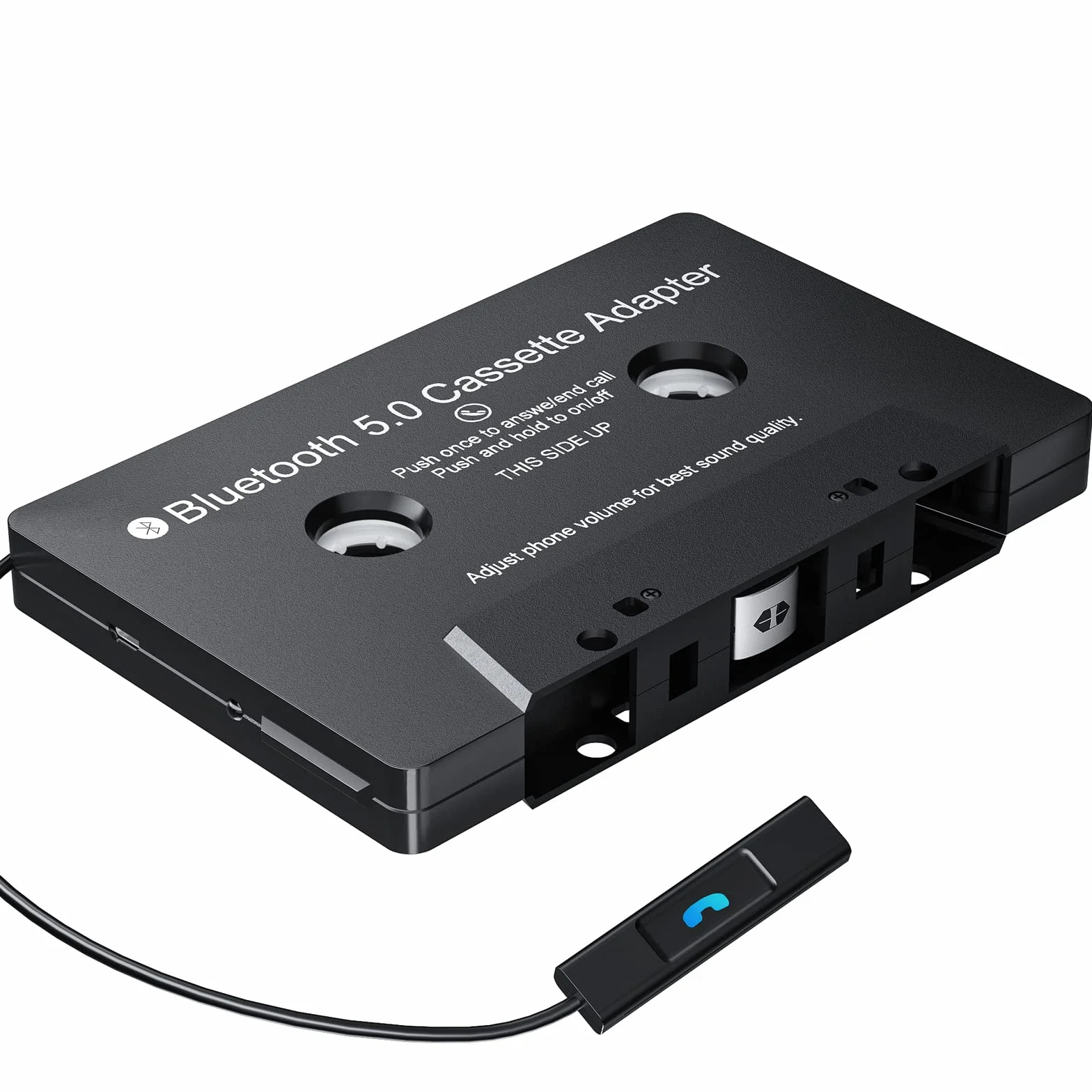 Mersoco Adaptador de cassette Bluetooth 5.0 con función manos libres - Adaptador de cassette para auto a AUX para radio de coche, compatible con smartphone, reproductor MP3, PC