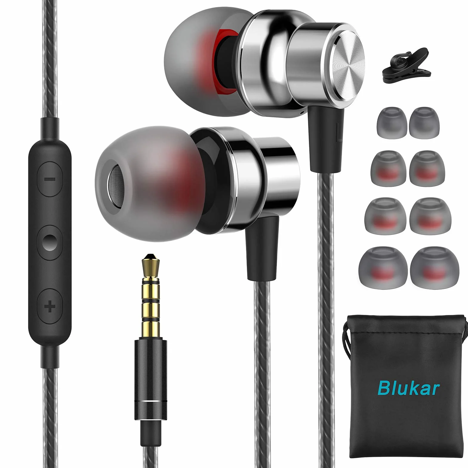 Blukar Auriculares In Ear, Auriculares con Micrófono y Cable Cómodo | Reducción, Ruido Sonido Estéreo Control de Volumen, Todos los Dispositivos de Headphones de 3.5mm