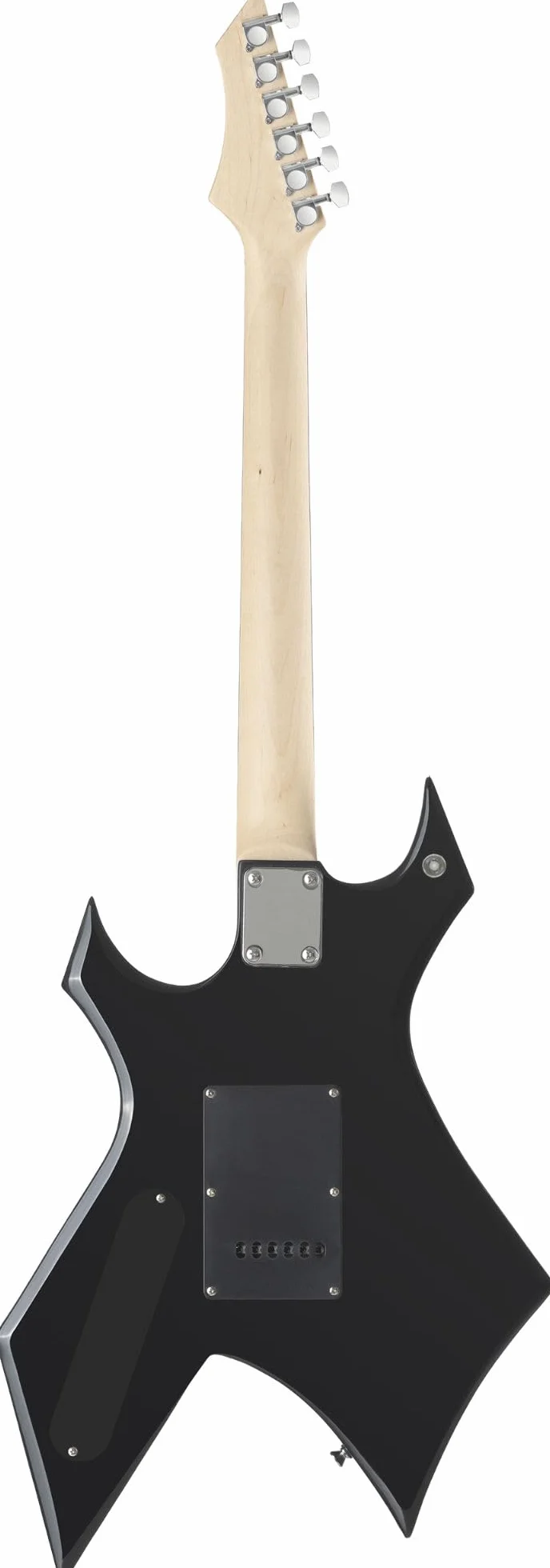 Rocktile Warhead E-Gitarra - Rocktile Heavy-Series - Cuerpo: Tilo - 2 Humbucker Pickups - 24 Trastes - Diapasón de madera dura seleccionada - Vintage String Thru Tremolo - Negro Brillante