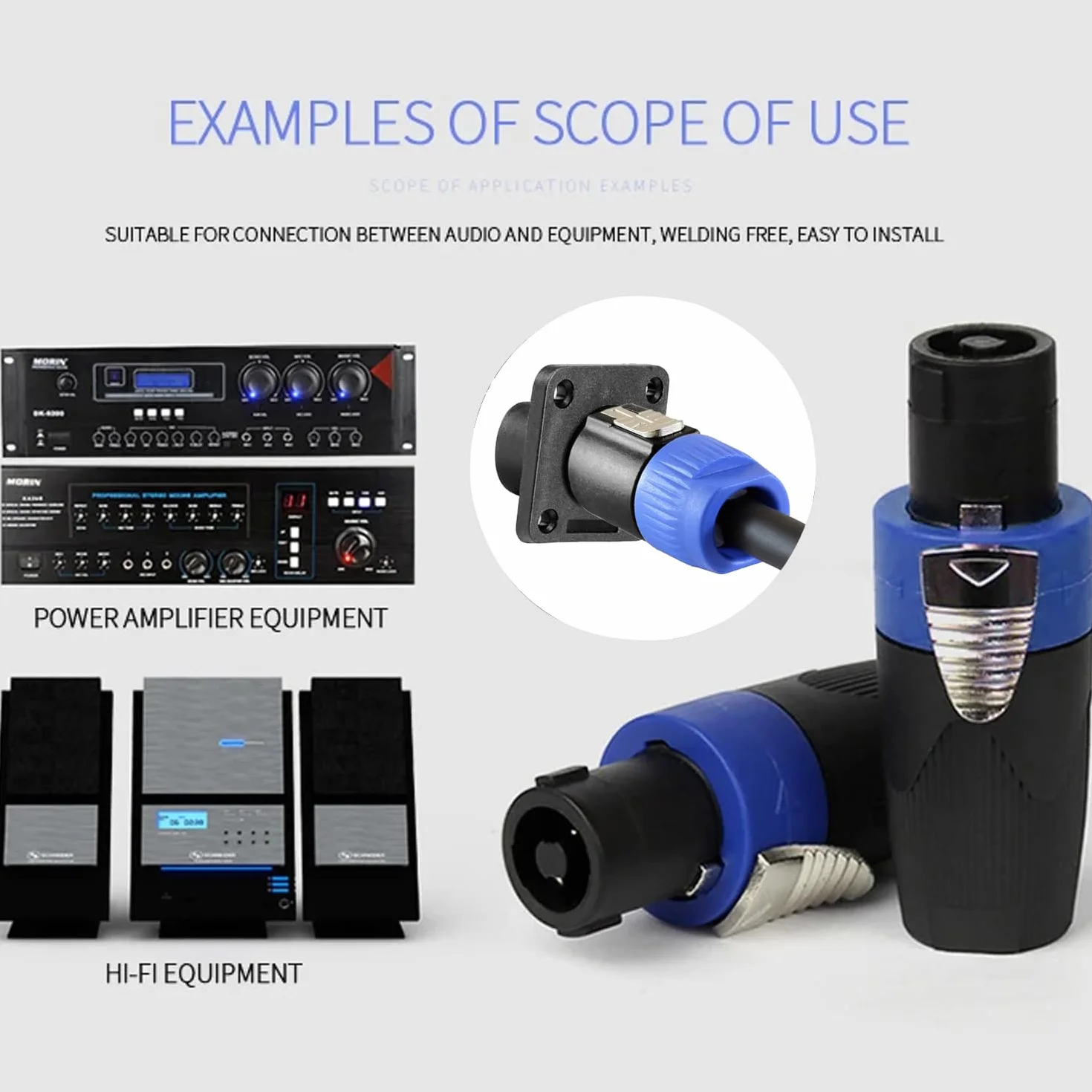 Kit de conectores Speakon 4 pines cierre giratorio montaje panel compatible NL4FC NL4FX NL4MPR