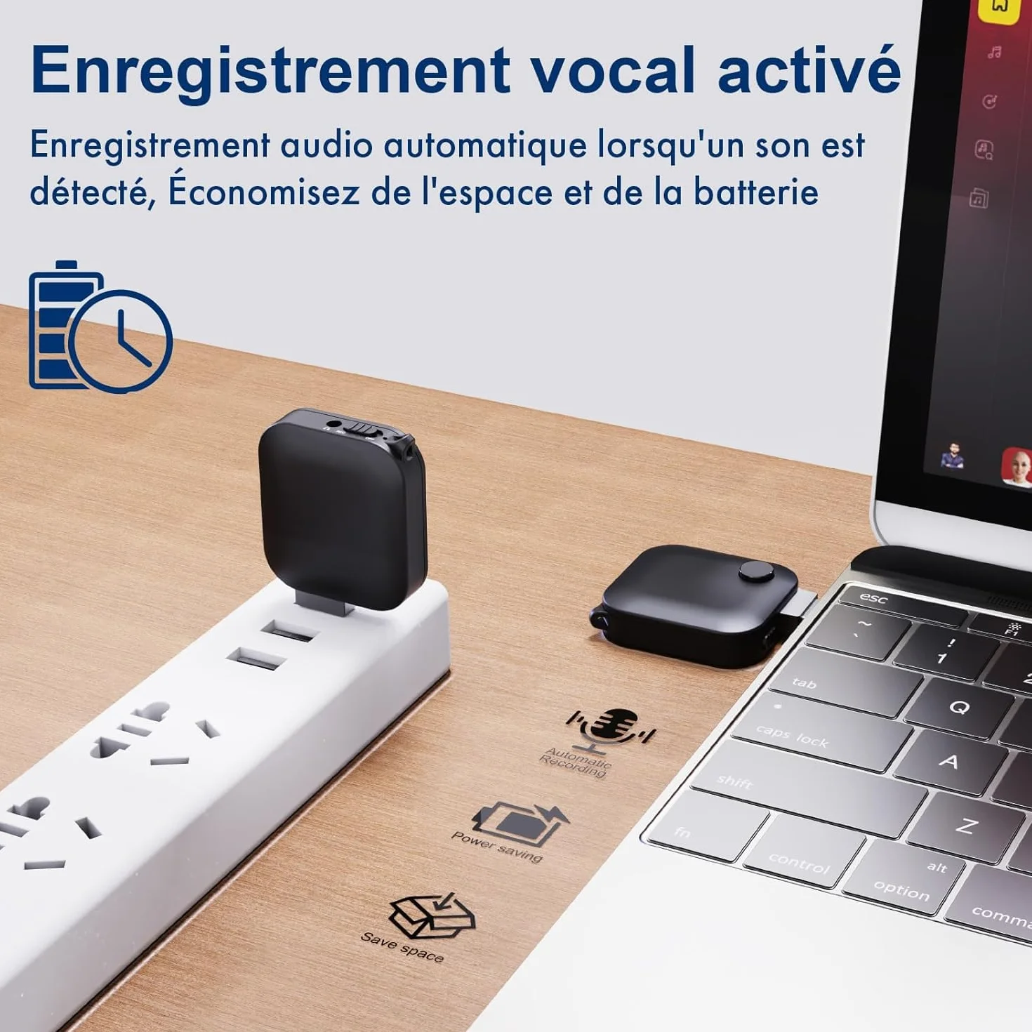 Grabadora de Voz Digital de 128 GB - Grabadora de Audio portátil con cancelación de Ruido, activación de Voz, grabación Ultra Red, reproducción integrada y Recargable a través de USB, Ideal