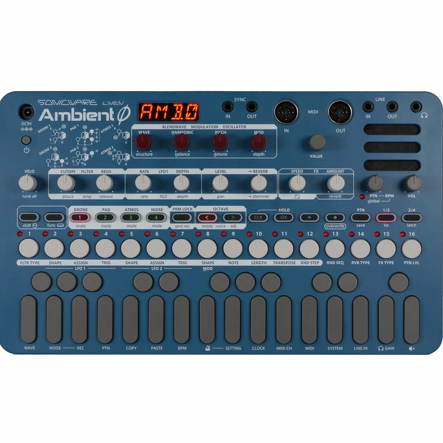 Sonicware Liven Ambient Ø [Sintetizador de paisaje sonoro] Generador inmersivo, 4 capas de tono y textura: dron, almohadilla, atmosférico, ruido, retardo y reverberación