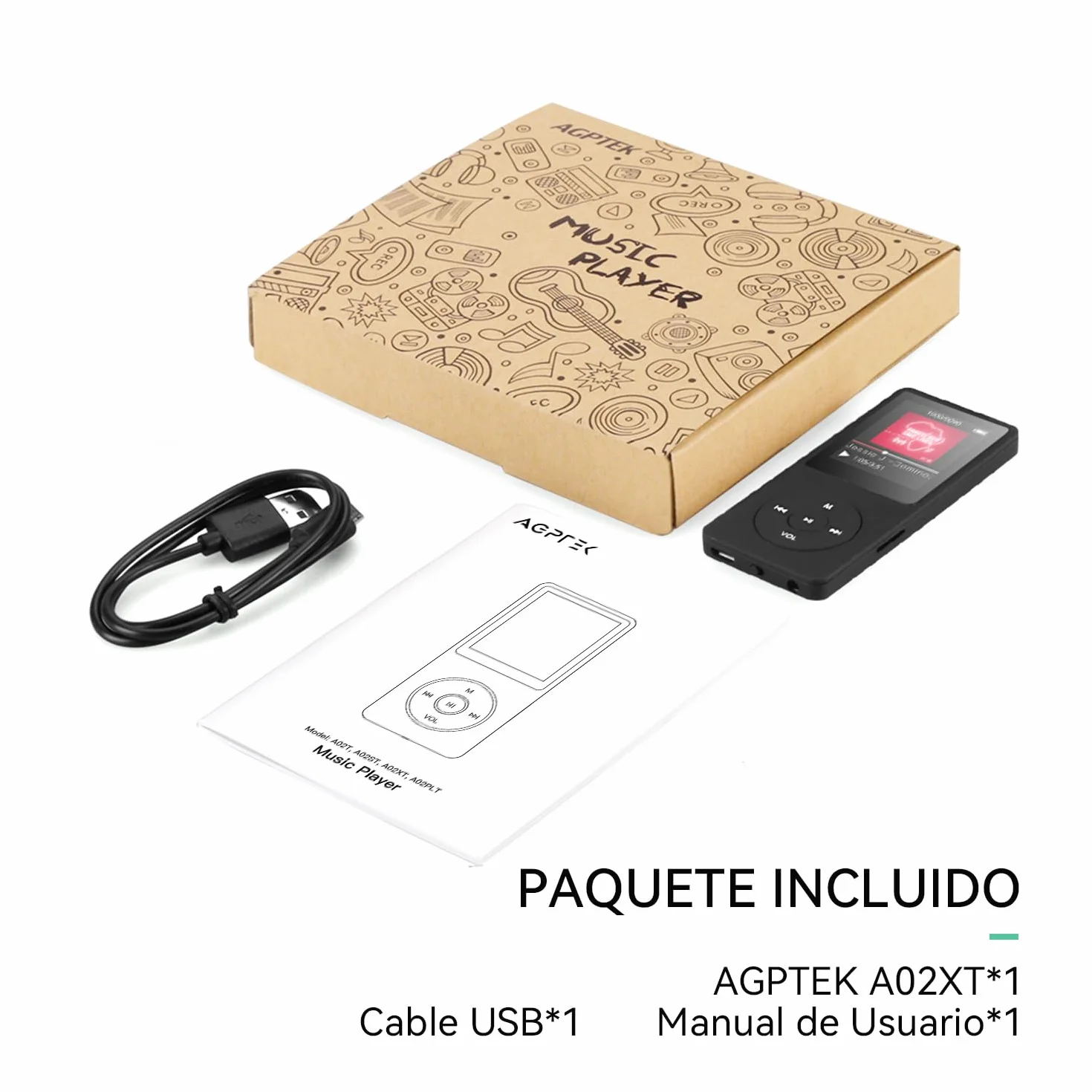 AGPTEK Reproductor MP3 32GB 1.8" Pantalla HiFi Portátil sin Pérdida con Radio FM y Grabación
