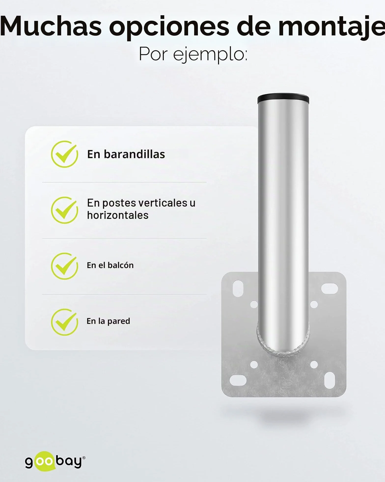 goobay 60503 - Soporte de pared para antena parabólica de hasta 85 cm, soporte para mástil, soporte angular, soporte de pared, soporte de antena con distancia a la pared de 350 mm
