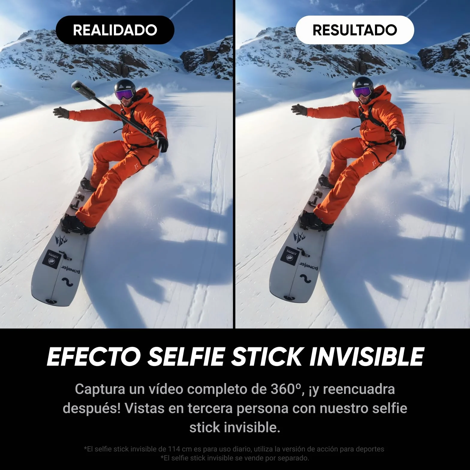 Insta360 X5 Paquete Esencial Cámara 8K 360º Impermeable Lente Dura reemplazable batería 3h antiviento Incorporado estabilización