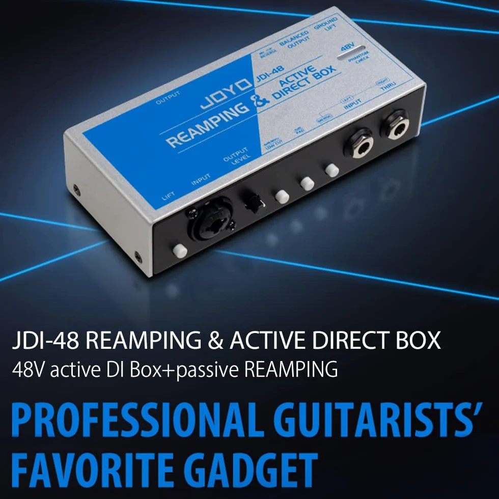 JOYO Reamp passive & Direct Box Phantom Powered Active All-in-one, dispositivo de grabación portátil DI BOX con entrada XLR de 6,35 mm y 2 en 1 para rendimiento de bajo de guitarra o grabación