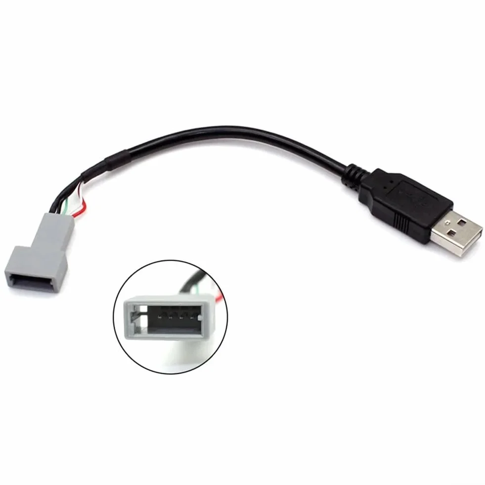 Cable adaptador USB para for kia para for hyundai para for android Multimedia de 4 pines hembra a macho Material ABS negro se adapta a radio de coche USB2.0 20CM conexión segura (USB)