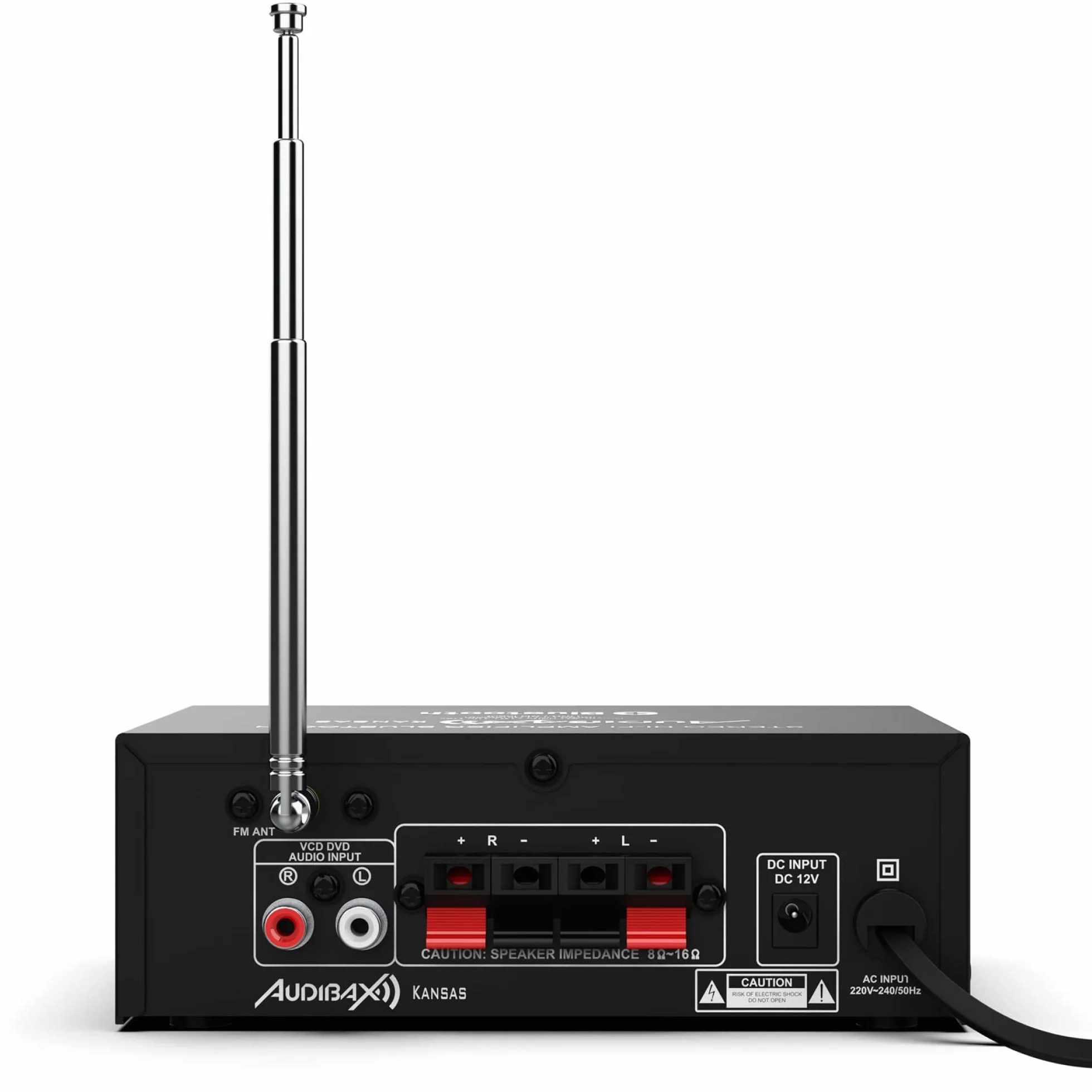 Audibax Kansas - Amplificador de Audio HiFi - Conexión Bluetooth - Potencia de 40W + 40W - Entradas para Micrófonos, SD y USB - Amplificador HiFi Estéreo con Reproductor MP3 y Radio FM