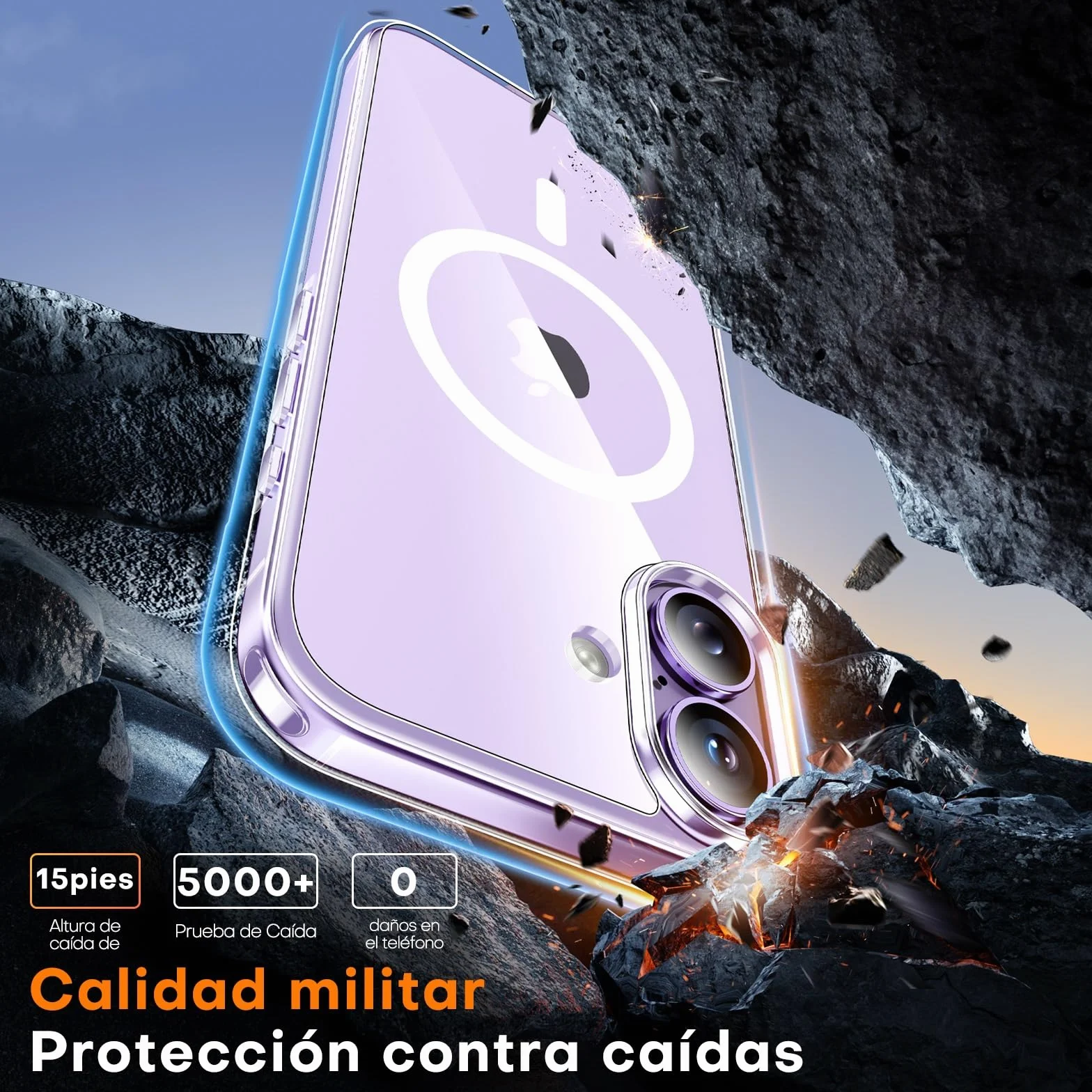 TAURI Funda para iPhone 17 6.3", Compatible with MagSafe [No Amarillea] con HD Protectores de Pantalla, [Protección de Grado 15 FT] Mejorada Protección Anti-Arañazos Case - Transparente