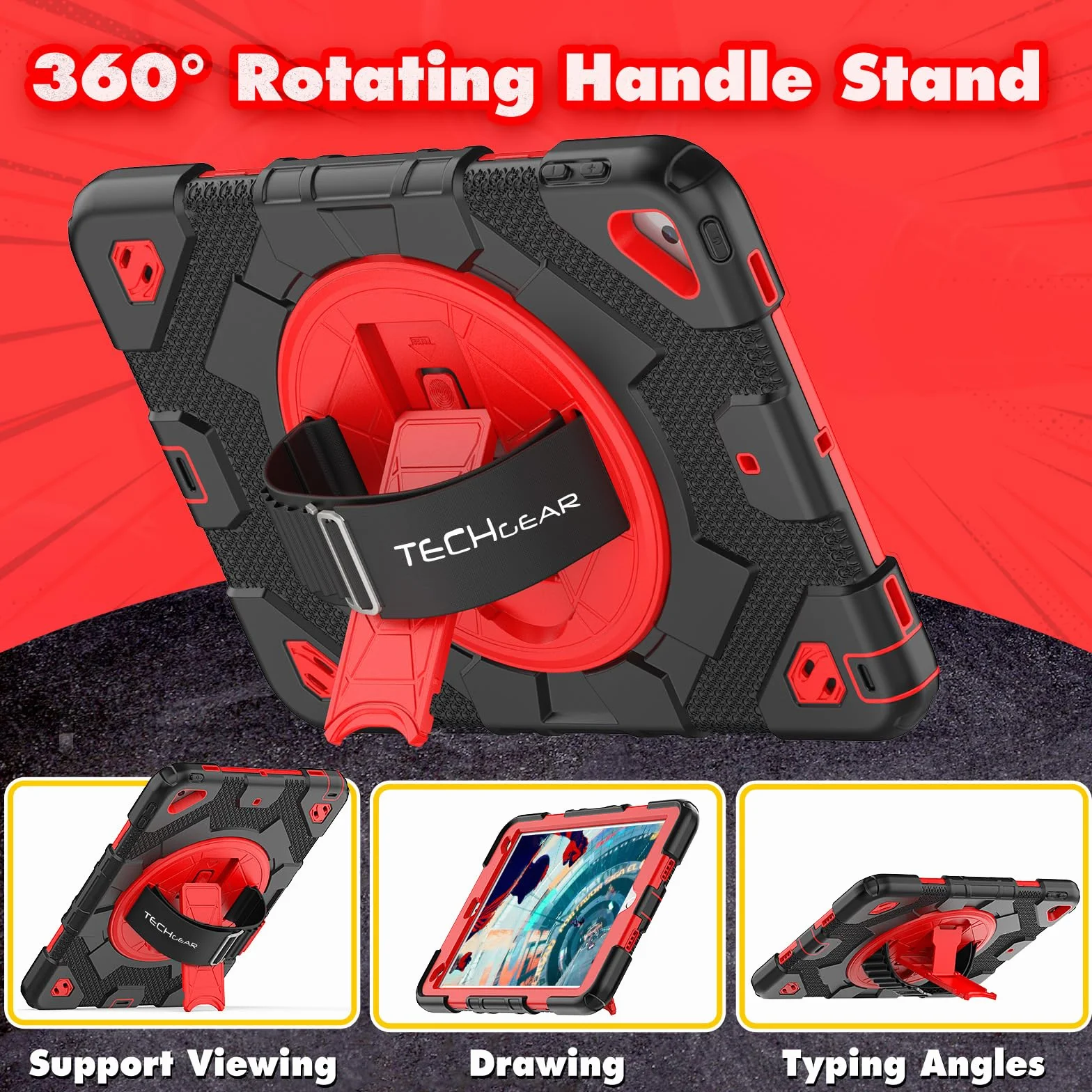 TECHGEAR El Estuche SUPE se Adapta a Apple iPad 9.7" 6.a/5.a generación (2018/2017) y iPad Air 2 9.7" y iPad Pro 9.7" Estuche Resistente, Resistente y Divertido para niños y niñas con Soporte, estu