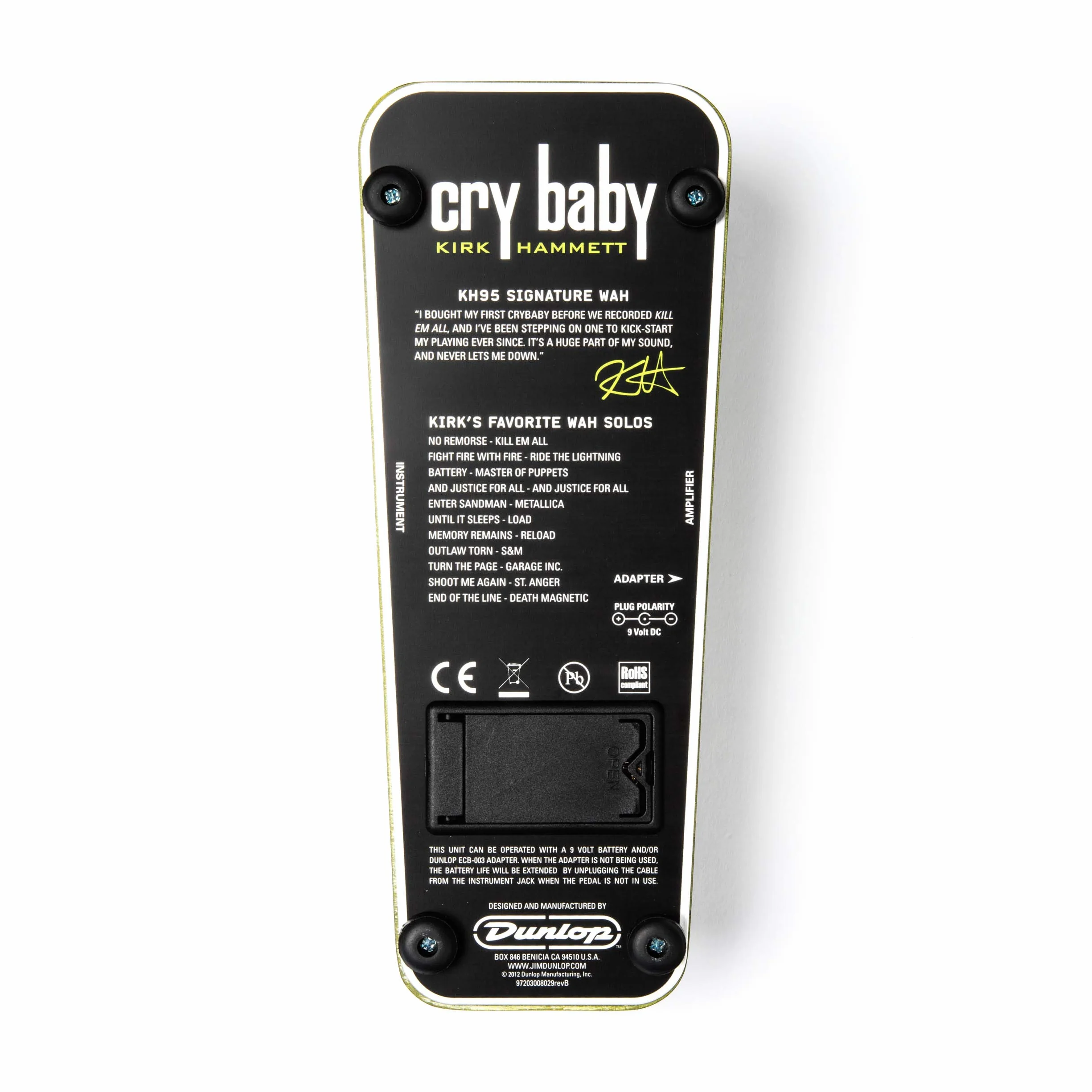 JIM DUNLOP - KH95 - Cry Baby Kirk Hammet negro