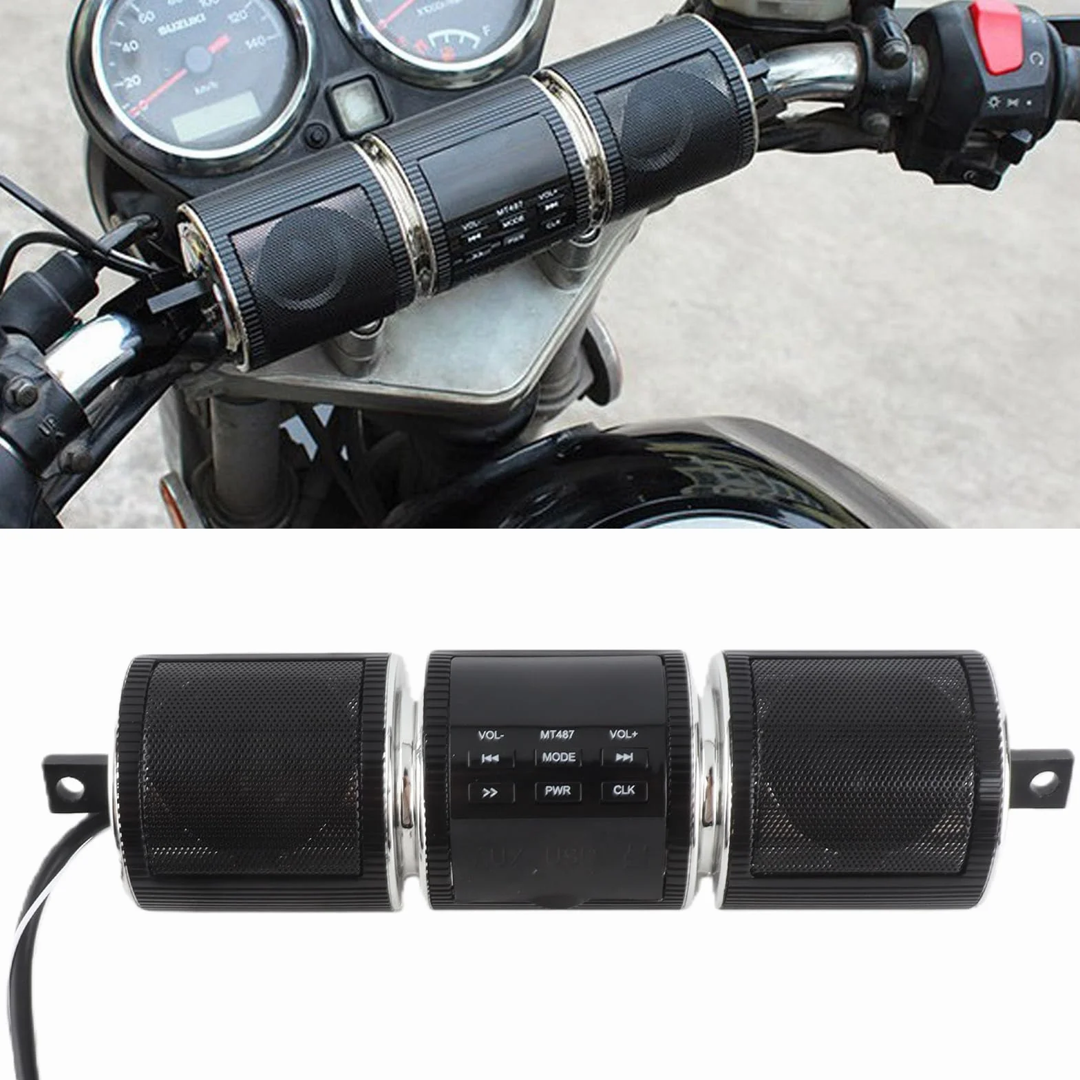 Altavoces para Moto Universal 3 0 + EDR Reproductor Musical Resistente Al Agua con USB TF Y IN Compatible con Todos Los Manillares De Motocicleta Color Negro